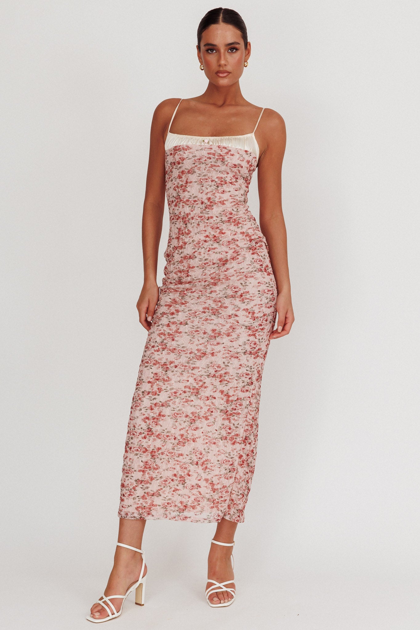 I'm Blushing Floral Lace Maxi Dress Rose-Maymioy