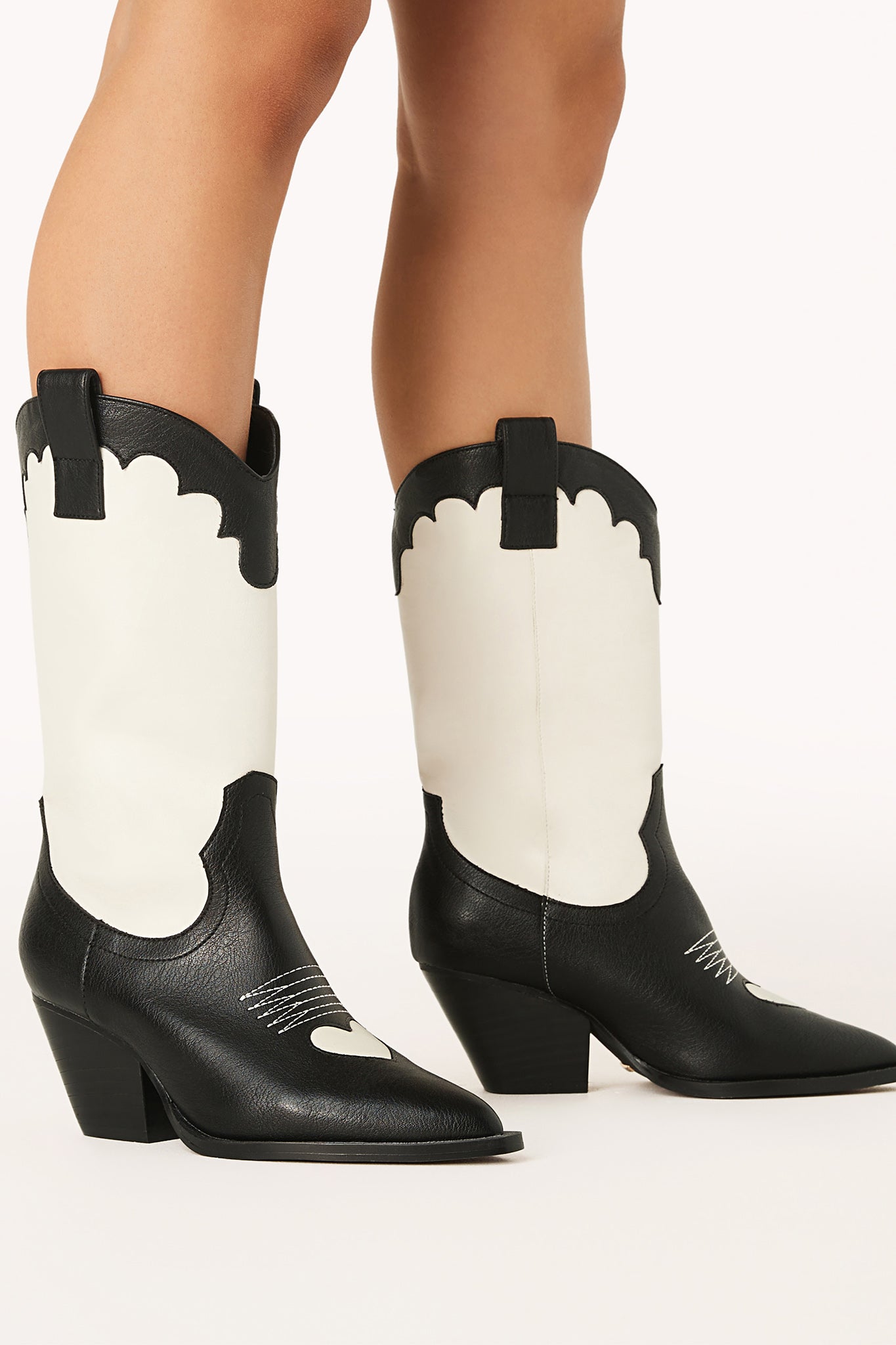 BiLLiNi Adaline Western Boots Black/Ivory-Maymioy