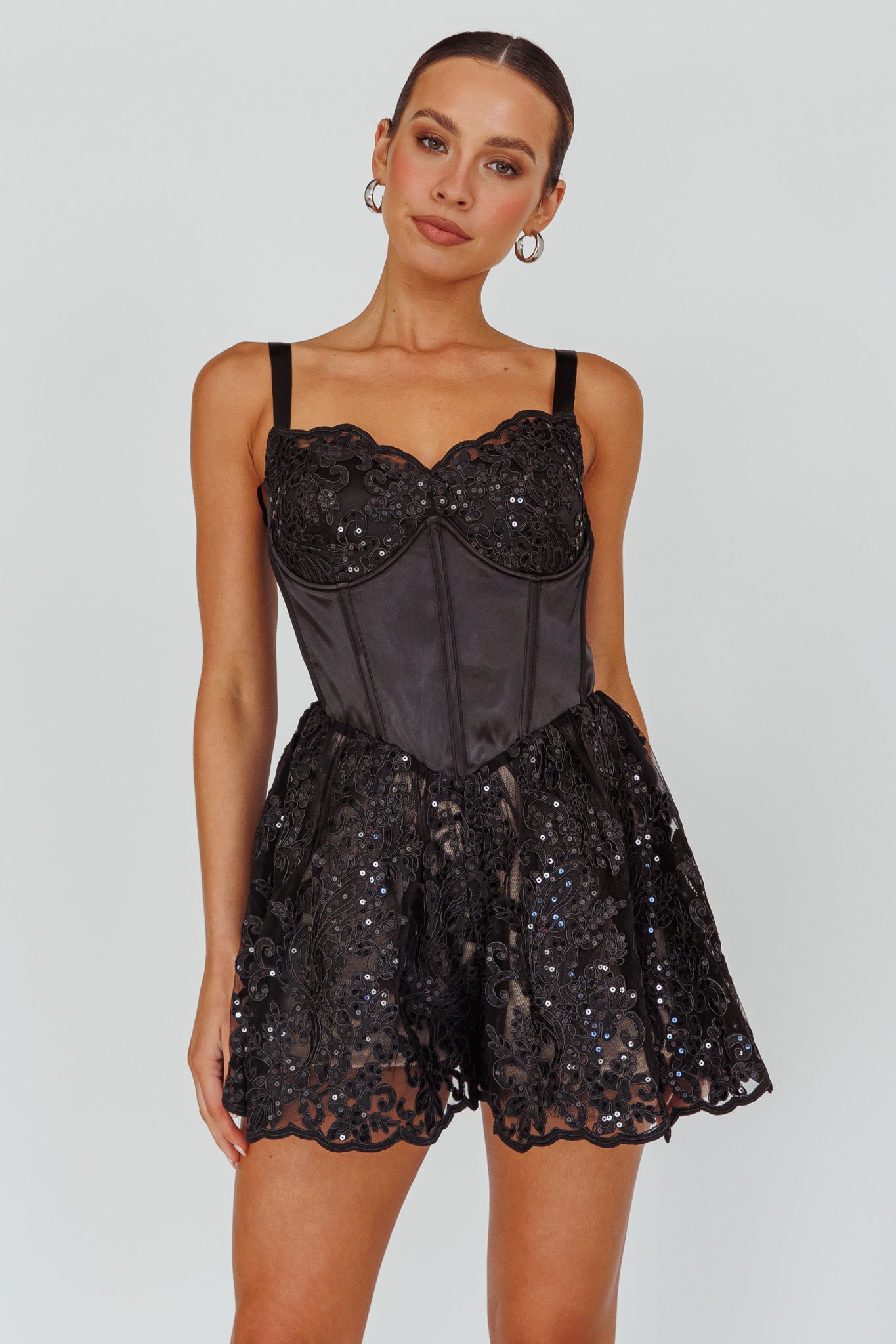 Georgia May Lace Romper Black-Maymioy