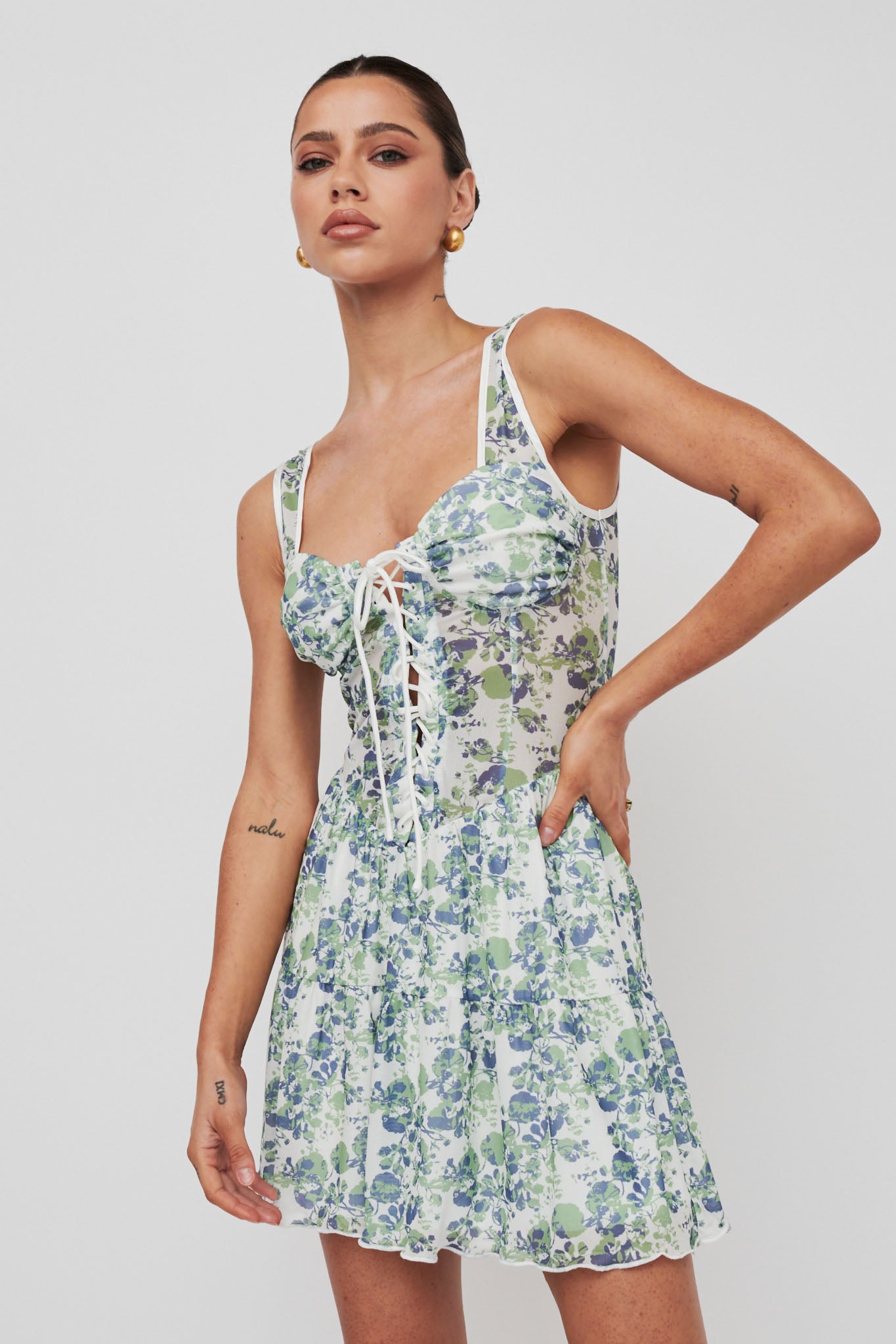 Sweet Nostalgia Laced Bodice Mini Dress Off-White-Maymioy