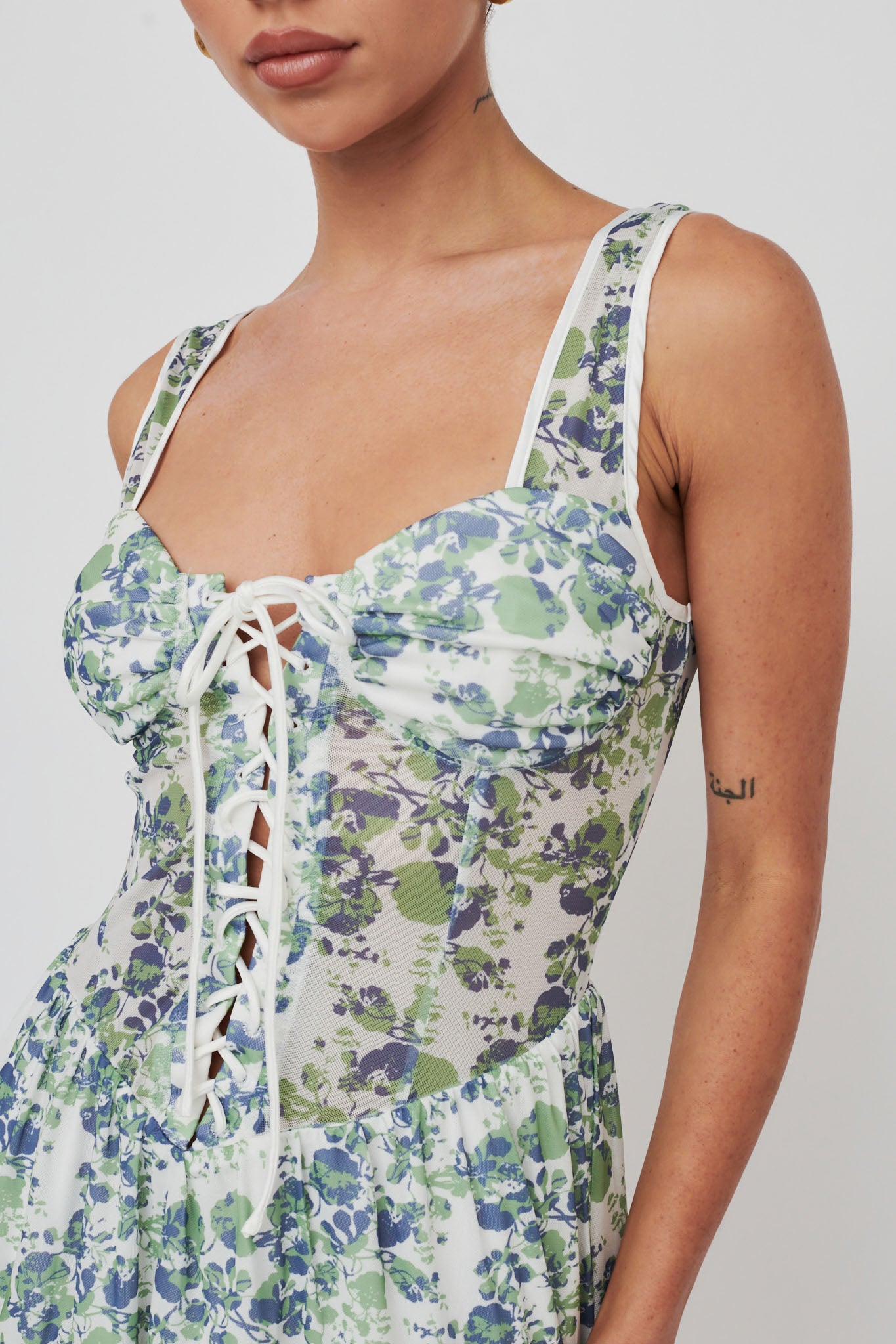 Sweet Nostalgia Laced Bodice Mini Dress Off-White-Maymioy
