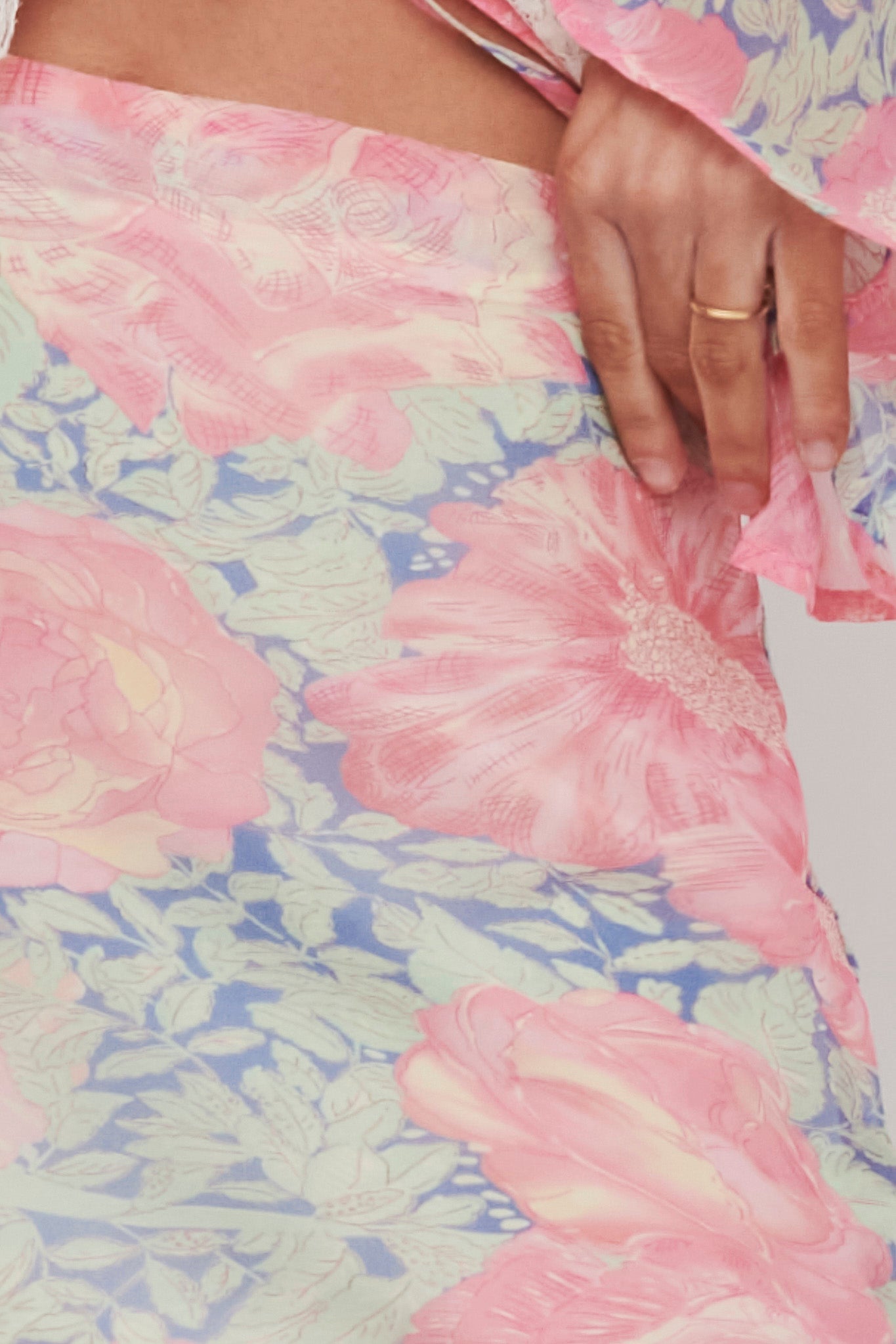 Sincerity Mini Skirt Floral Print Blue-Maymioy