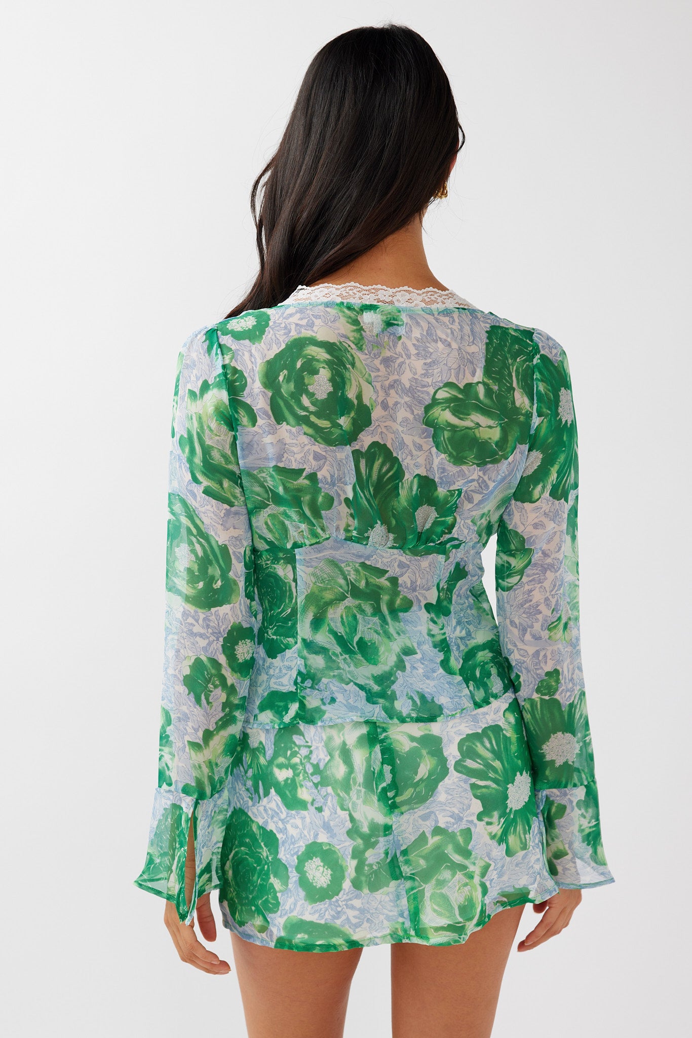 Sincerity Mini Skirt Floral Print Green-Maymioy
