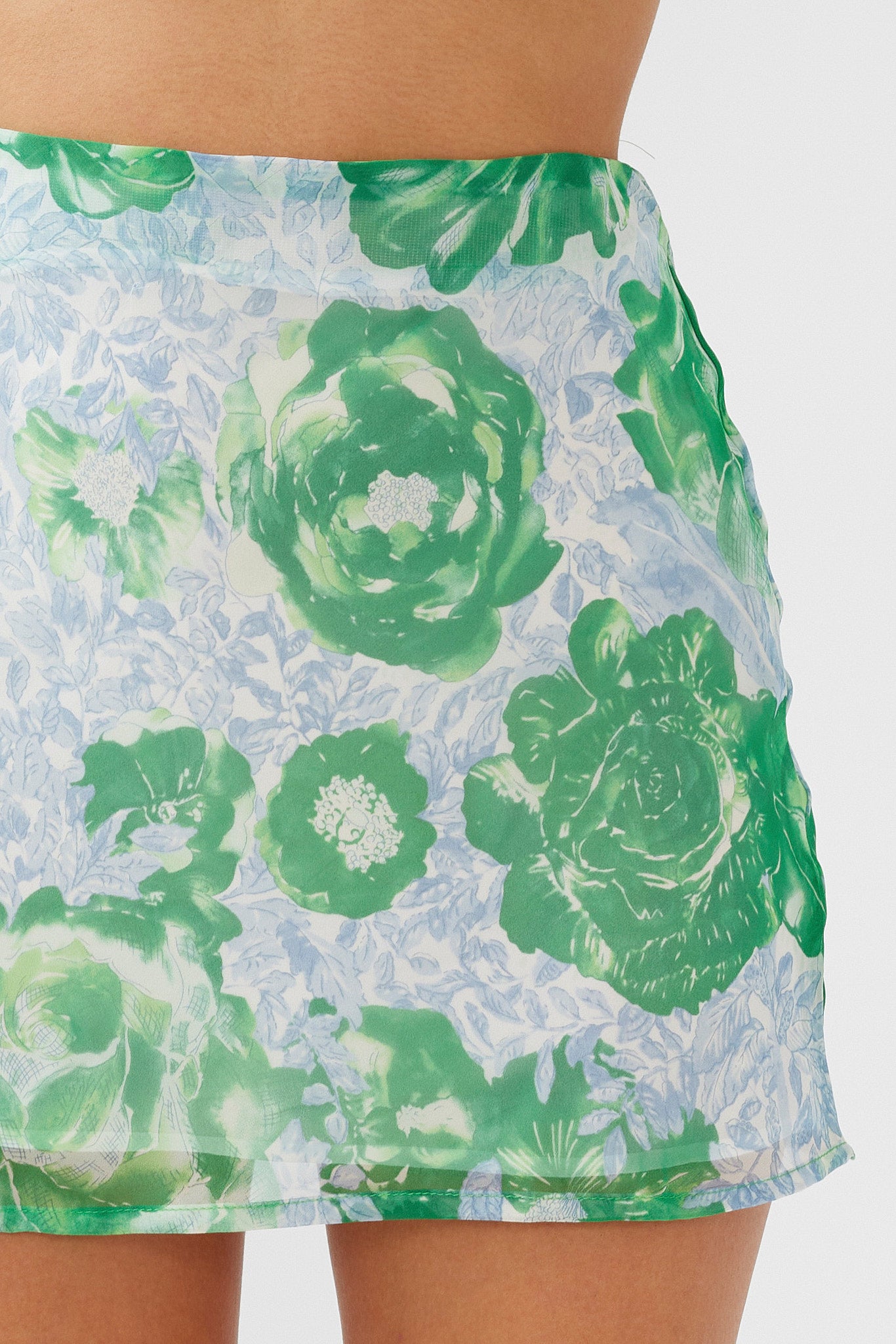 Sincerity Mini Skirt Floral Print Green-Maymioy