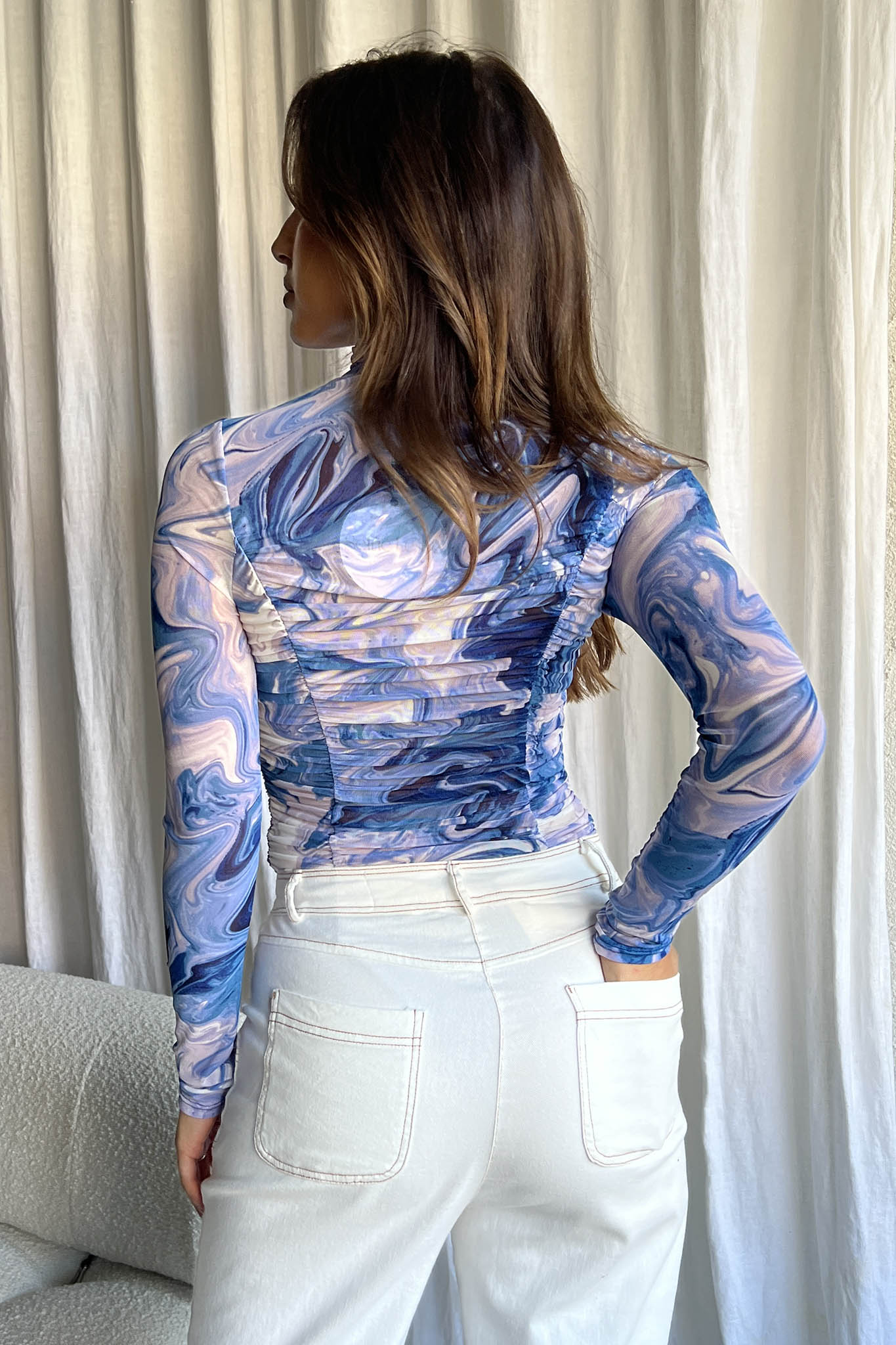 Soul Turtleneck Bodysuit Swirl Blue-Maymioy