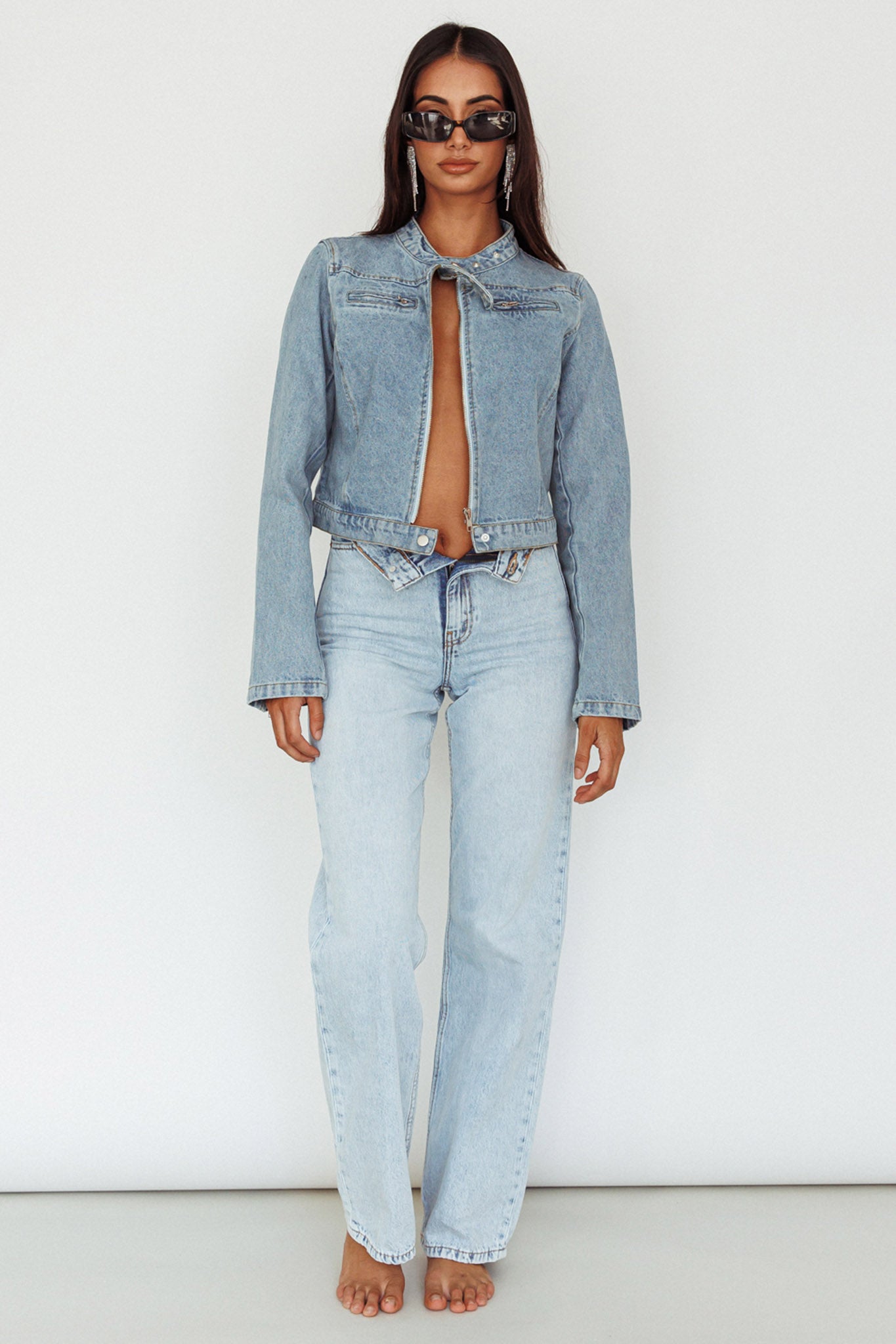 Girona Zipper Jacket Light Denim-Maymioy