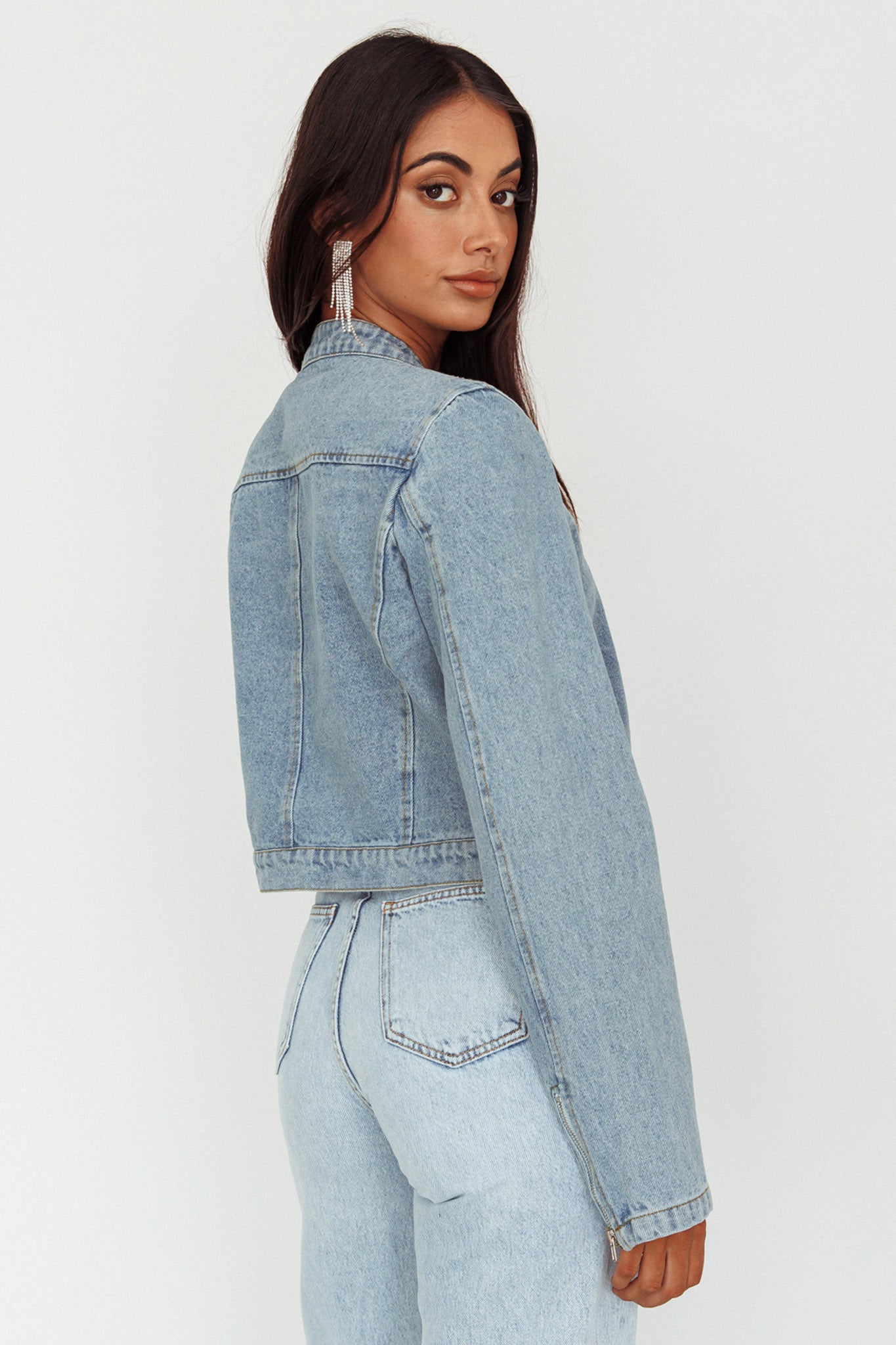 Girona Zipper Jacket Light Denim-Maymioy