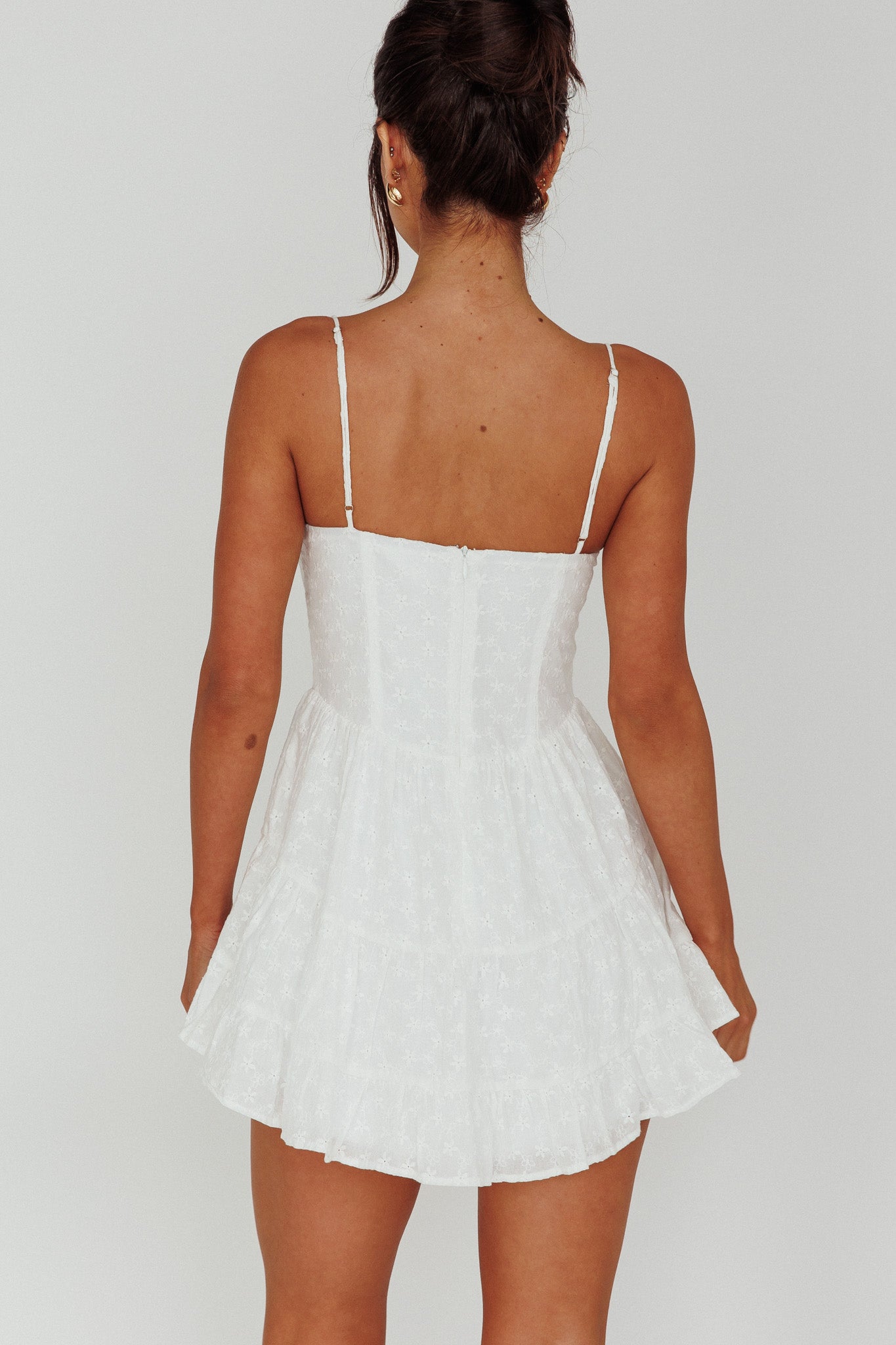 Summer In Sicily Hook & Eye Mini Dress White-Maymioy