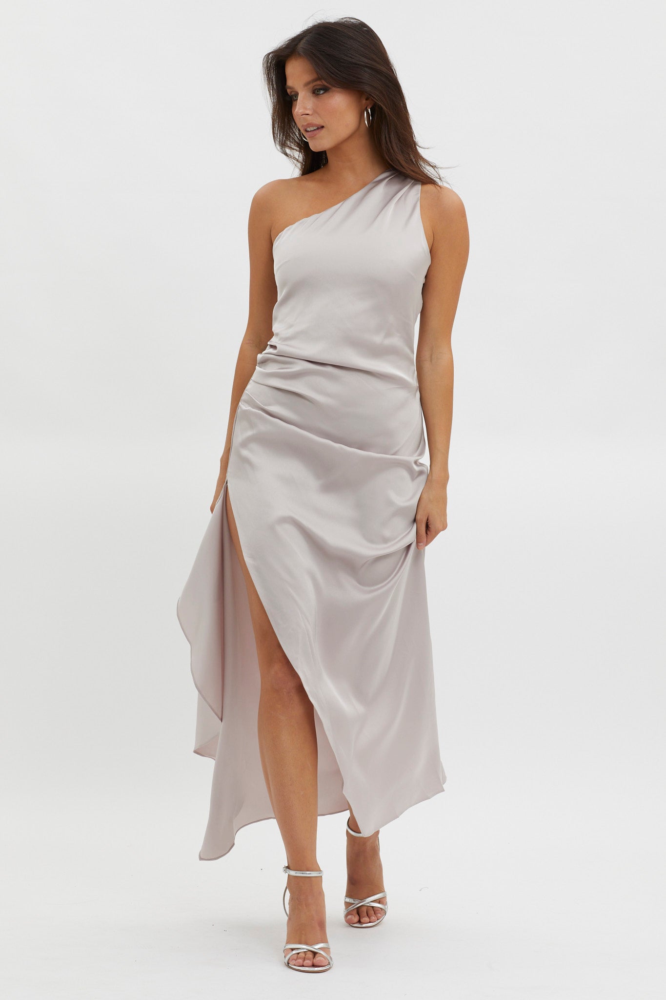 Salut One-Shoulder Midi Dress Prosecco-Maymioy