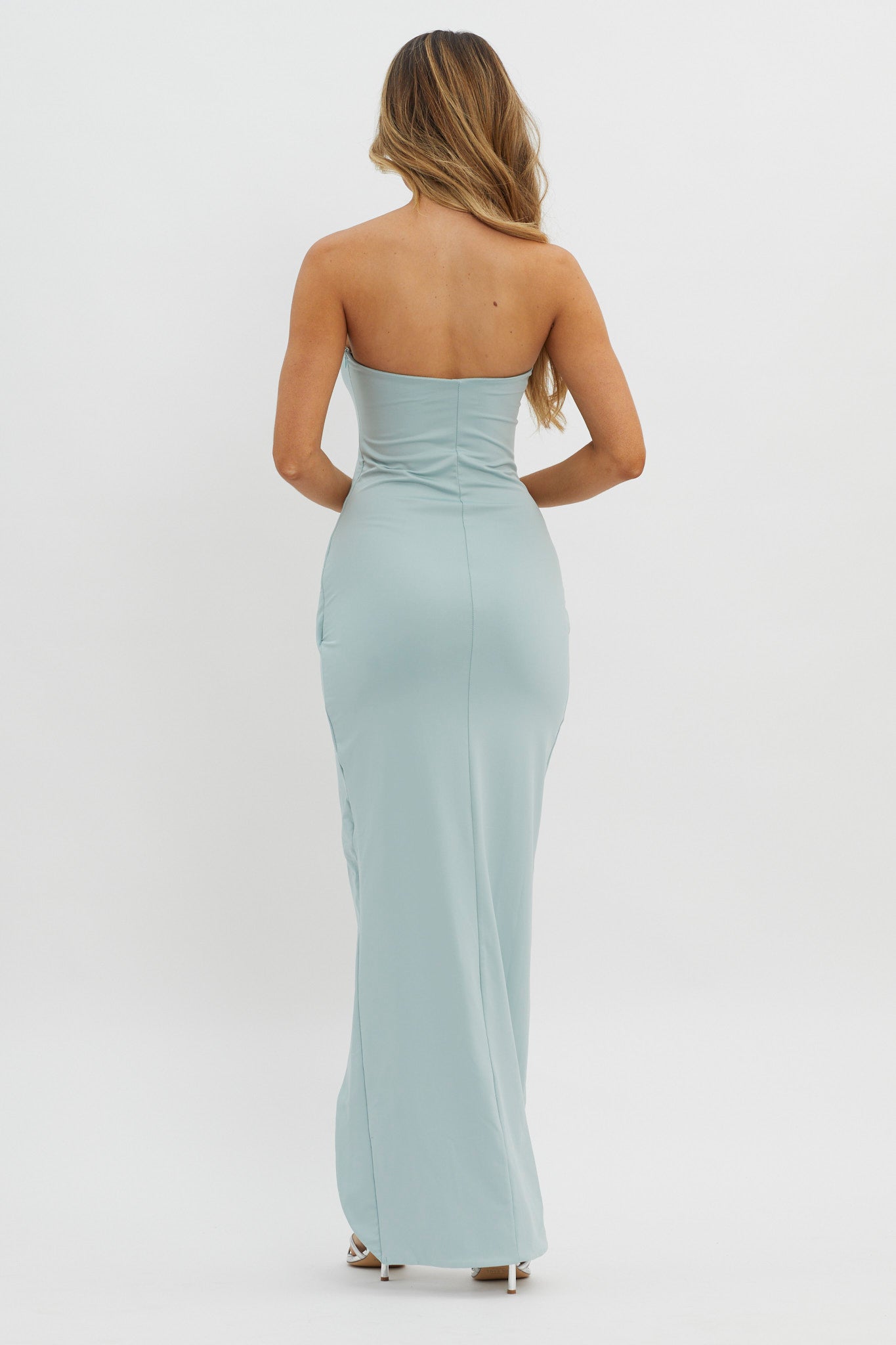 Evette Strapless Split Maxi Dress Sage-Maymioy