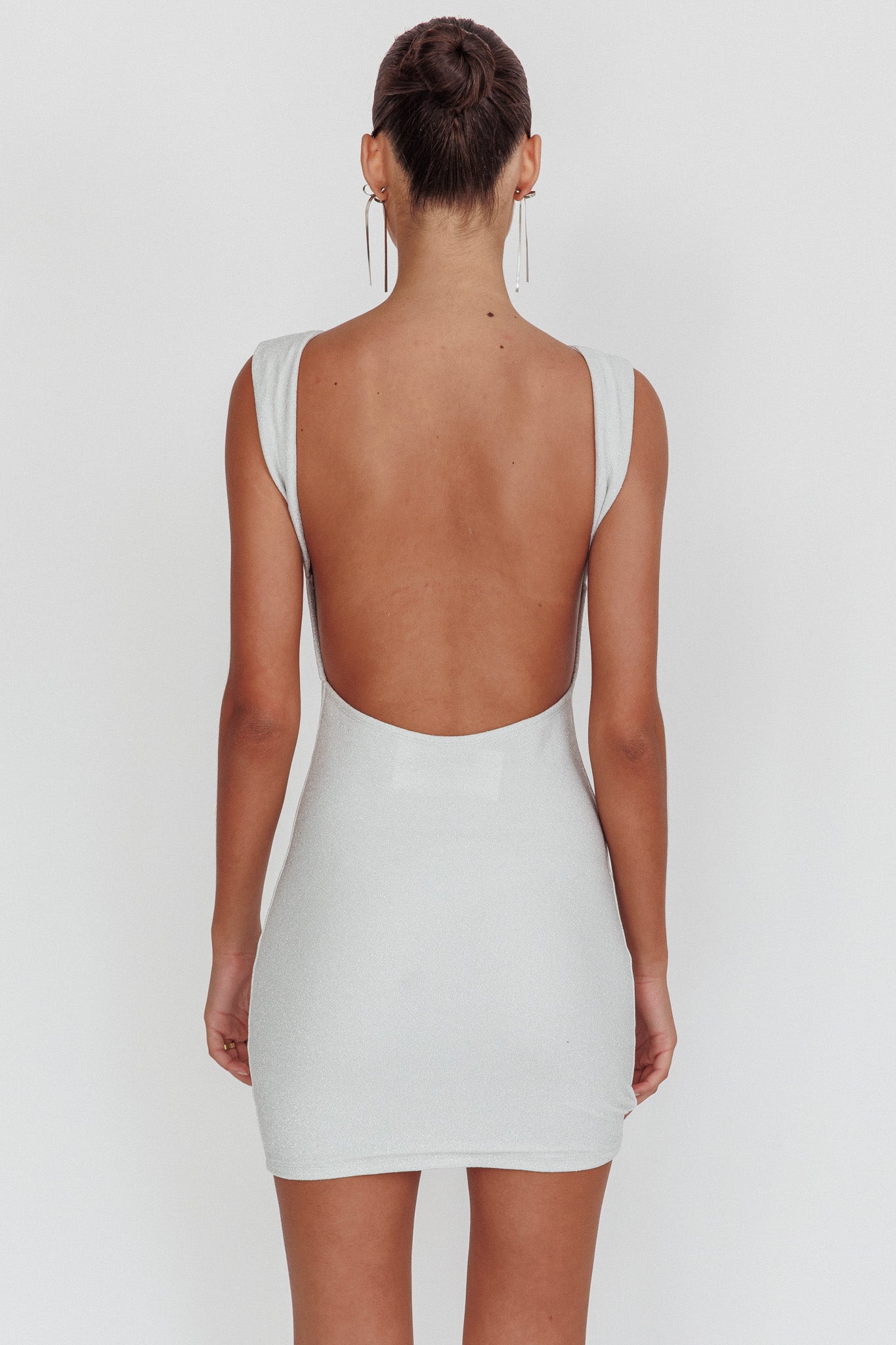 Ayda Backless Mini Dress Silver-Maymioy