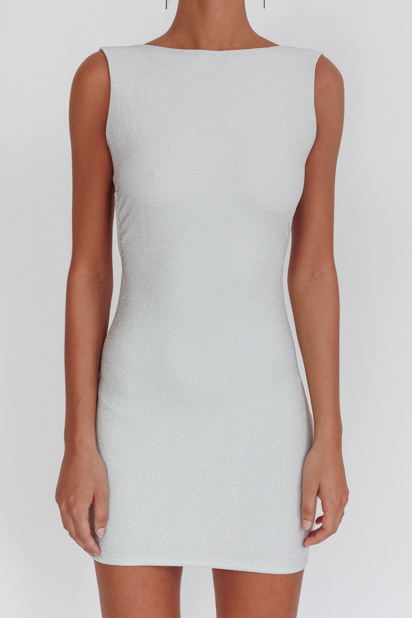 Ayda Backless Mini Dress Silver-Maymioy
