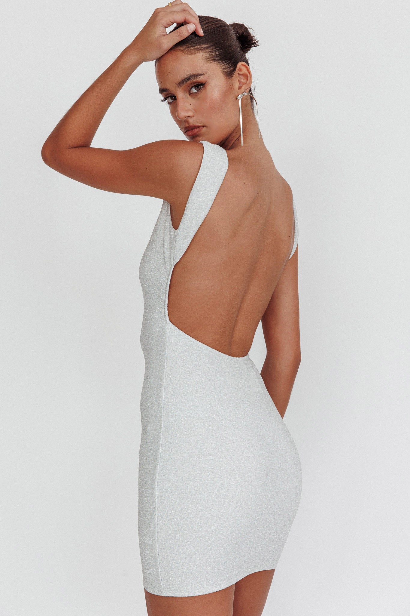Ayda Backless Mini Dress Silver-Maymioy