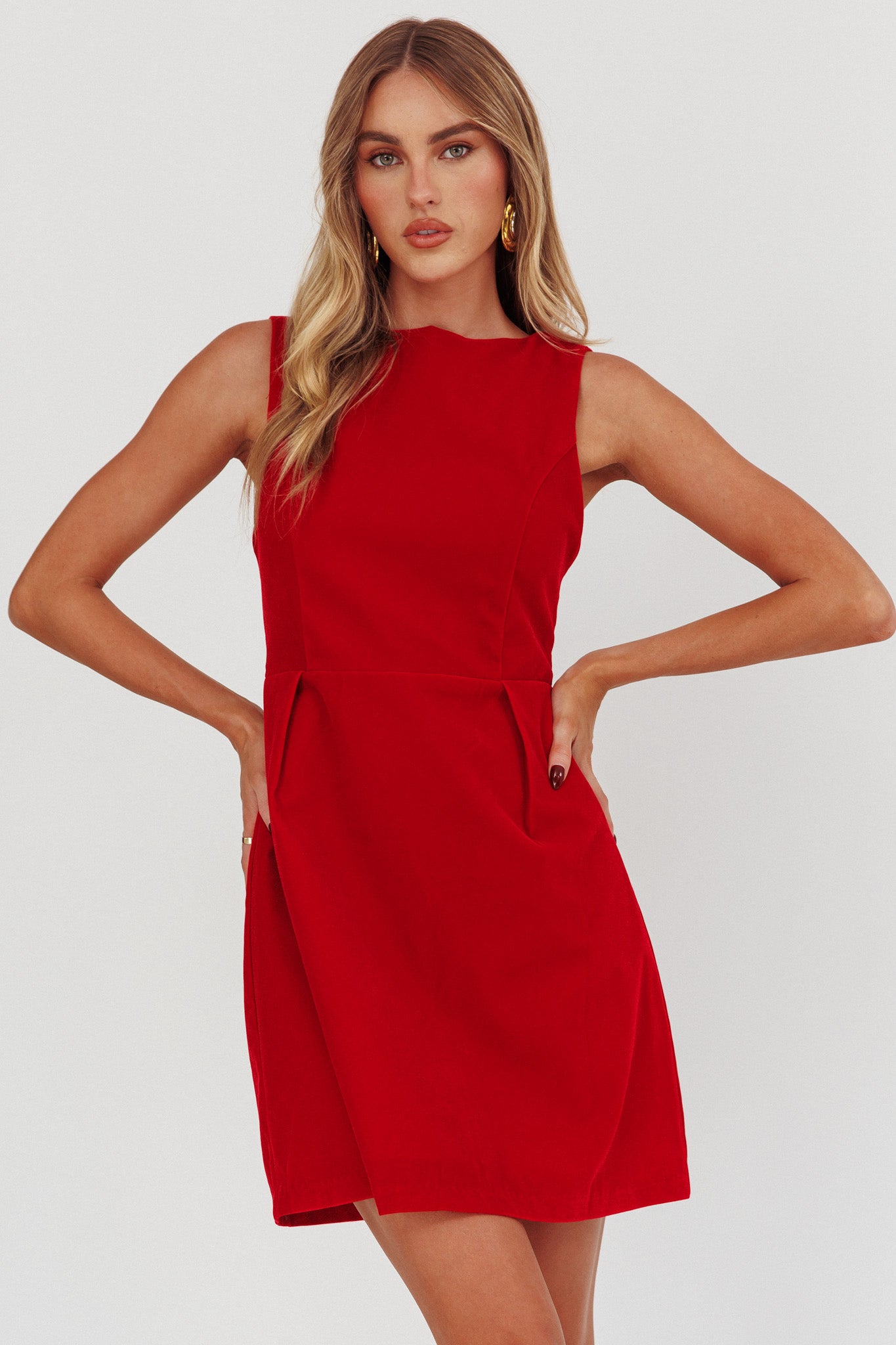 Unrequited Bow Back Mini Dress Red/Pink-Maymioy