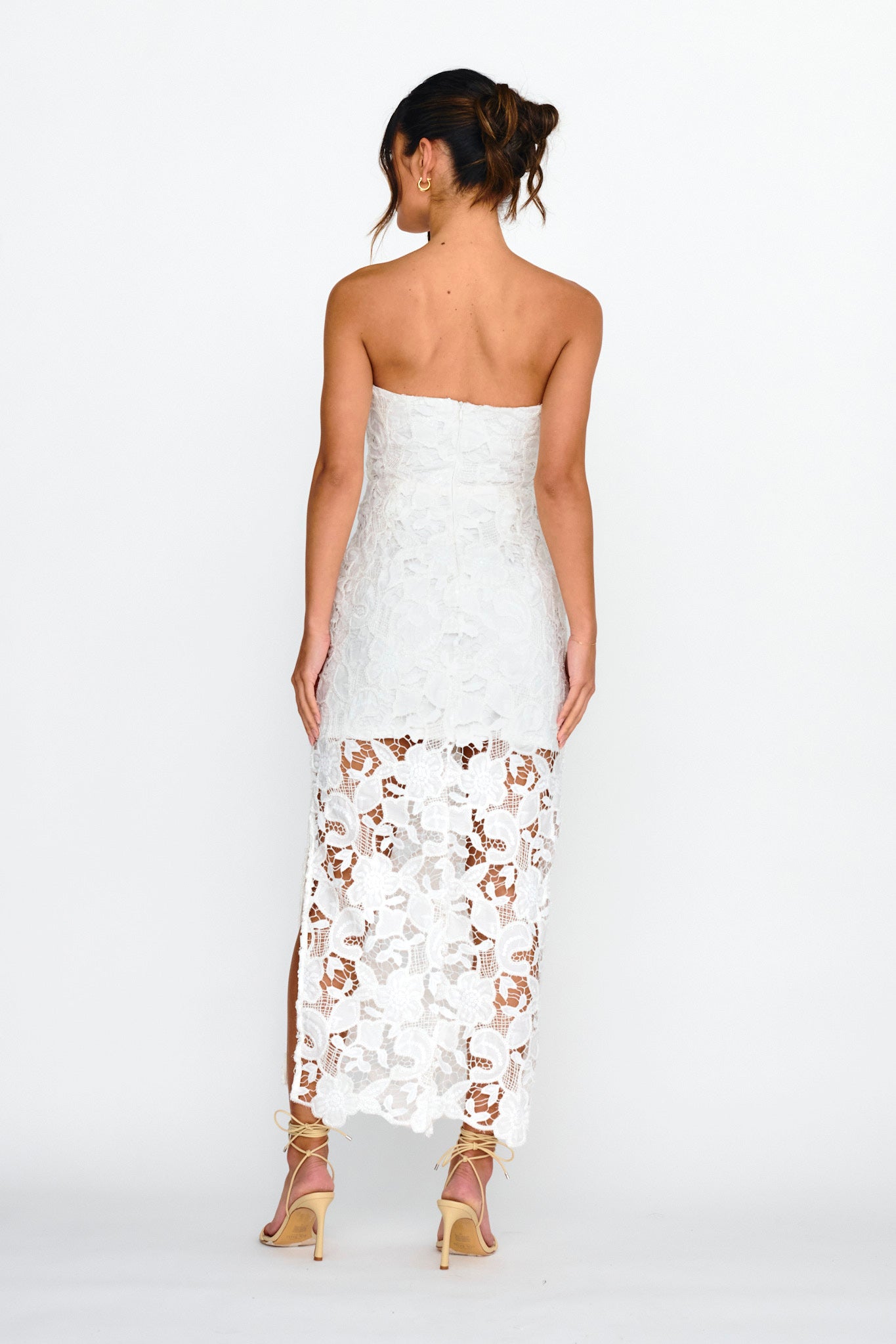 Parisa Sequin Embroidery Overlay Midi Dress White-Maymioy