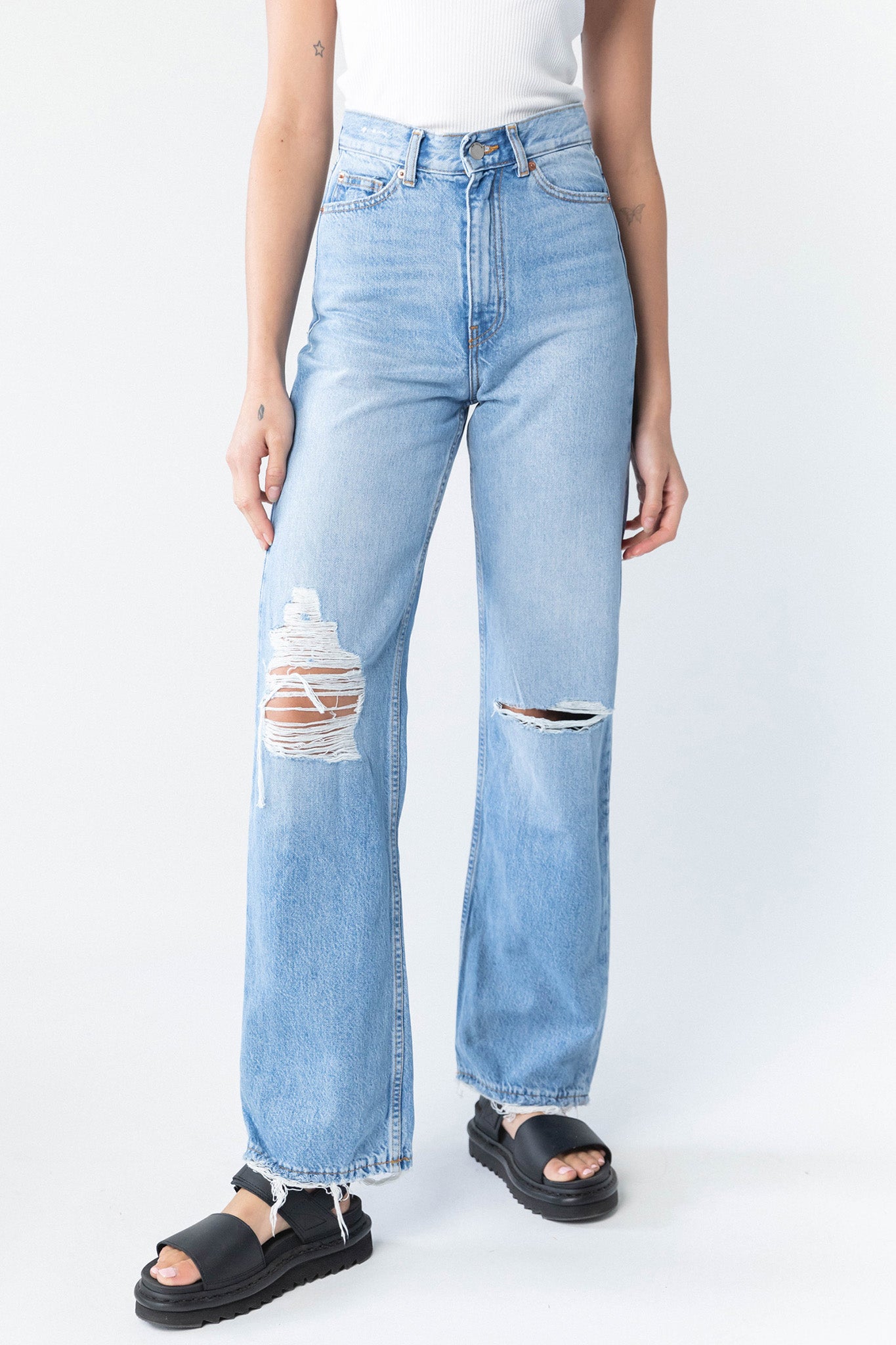 DR DENIM Echo Jeans Empress Sky Blue Rip-Maymioy