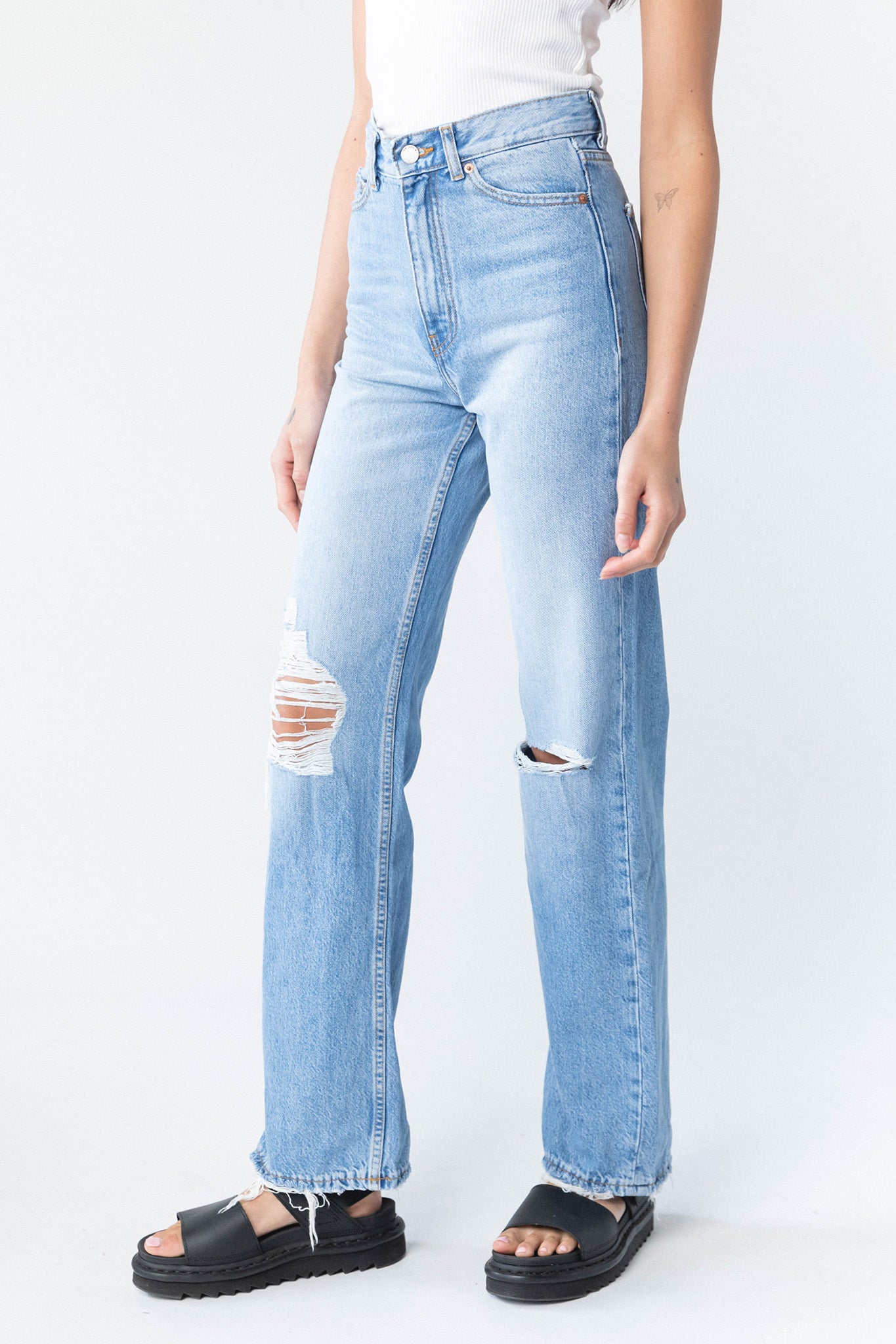 DR DENIM Echo Jeans Empress Sky Blue Rip-Maymioy
