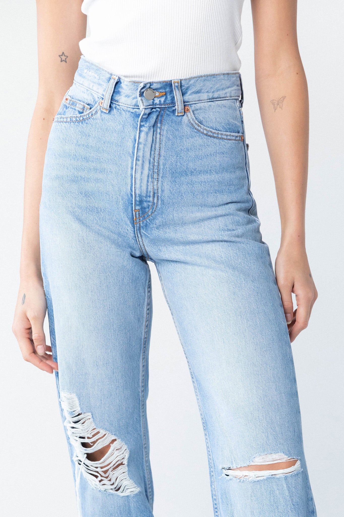 DR DENIM Echo Jeans Empress Sky Blue Rip-Maymioy