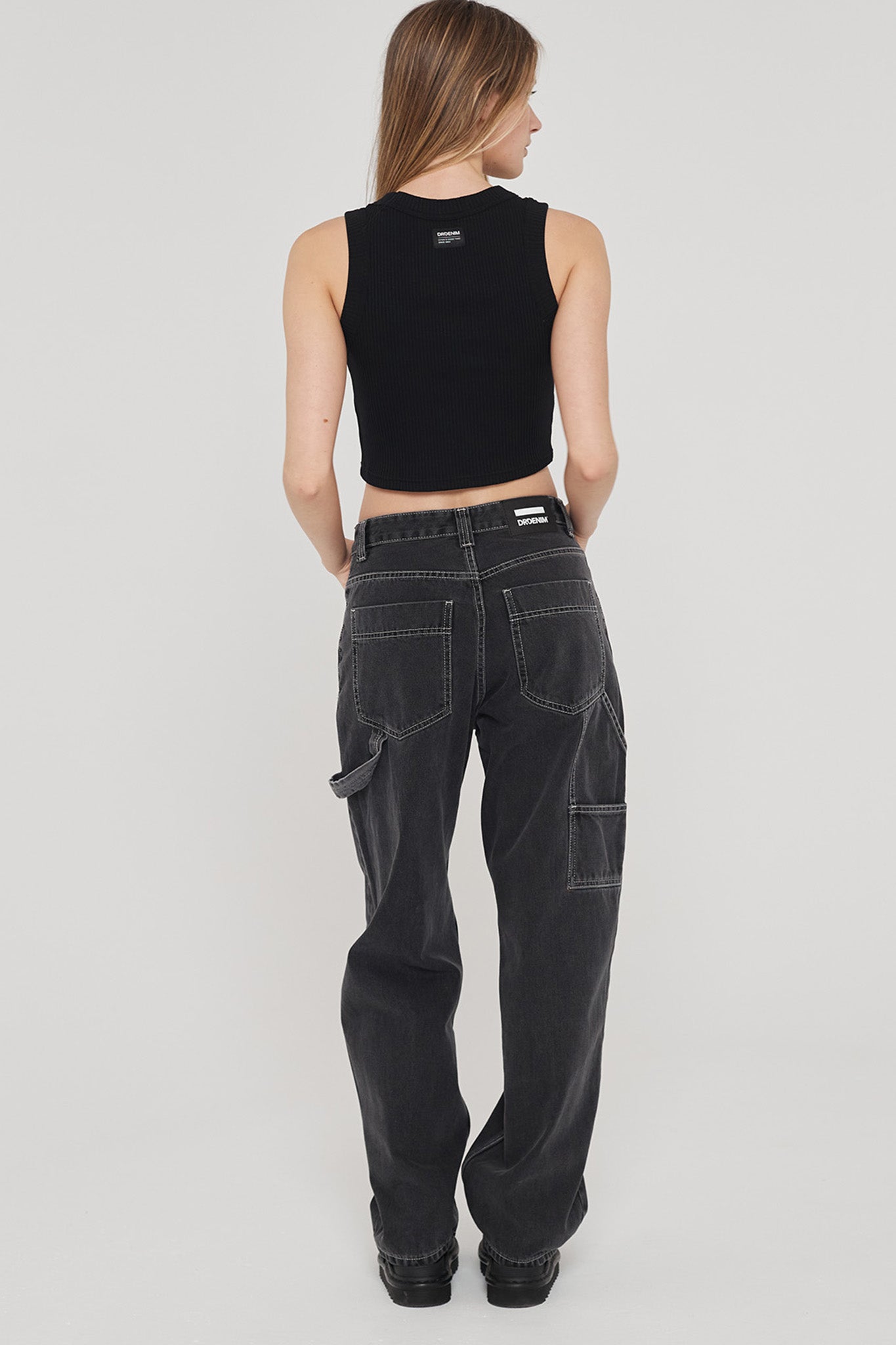 DR DENIM Faye Worker Concrete Black-Maymioy