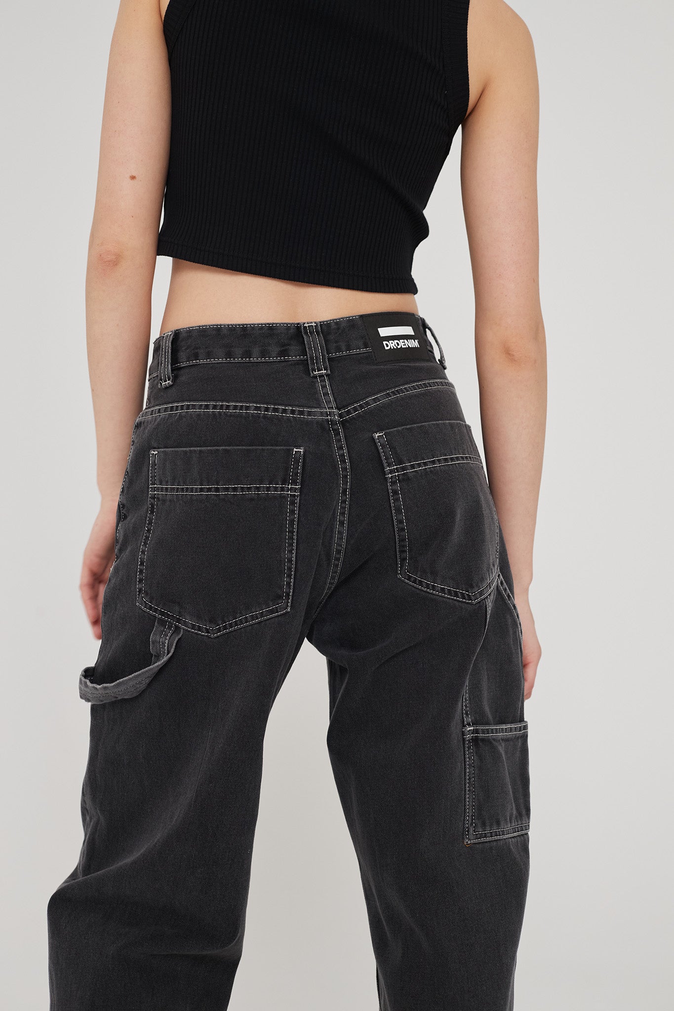 DR DENIM Faye Worker Concrete Black-Maymioy