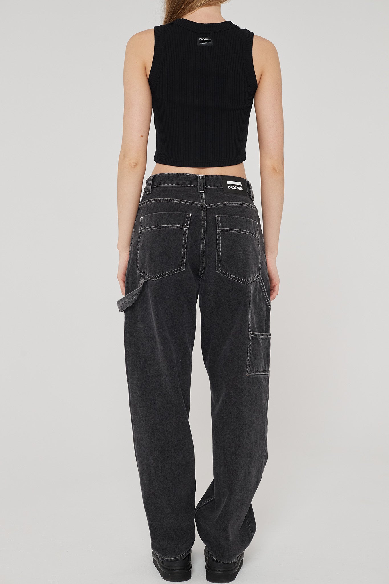 DR DENIM Faye Worker Concrete Black-Maymioy