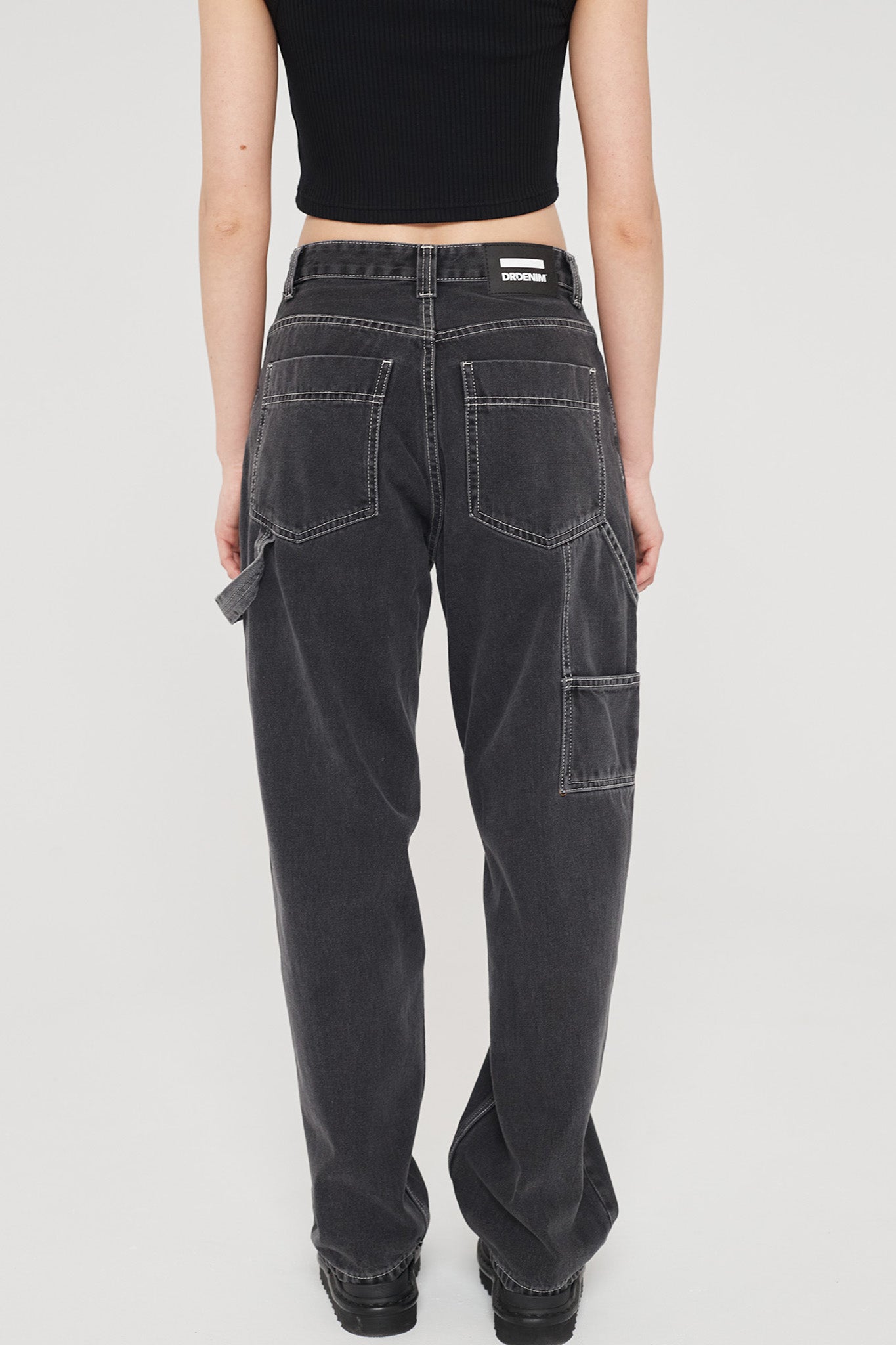 DR DENIM Faye Worker Concrete Black-Maymioy