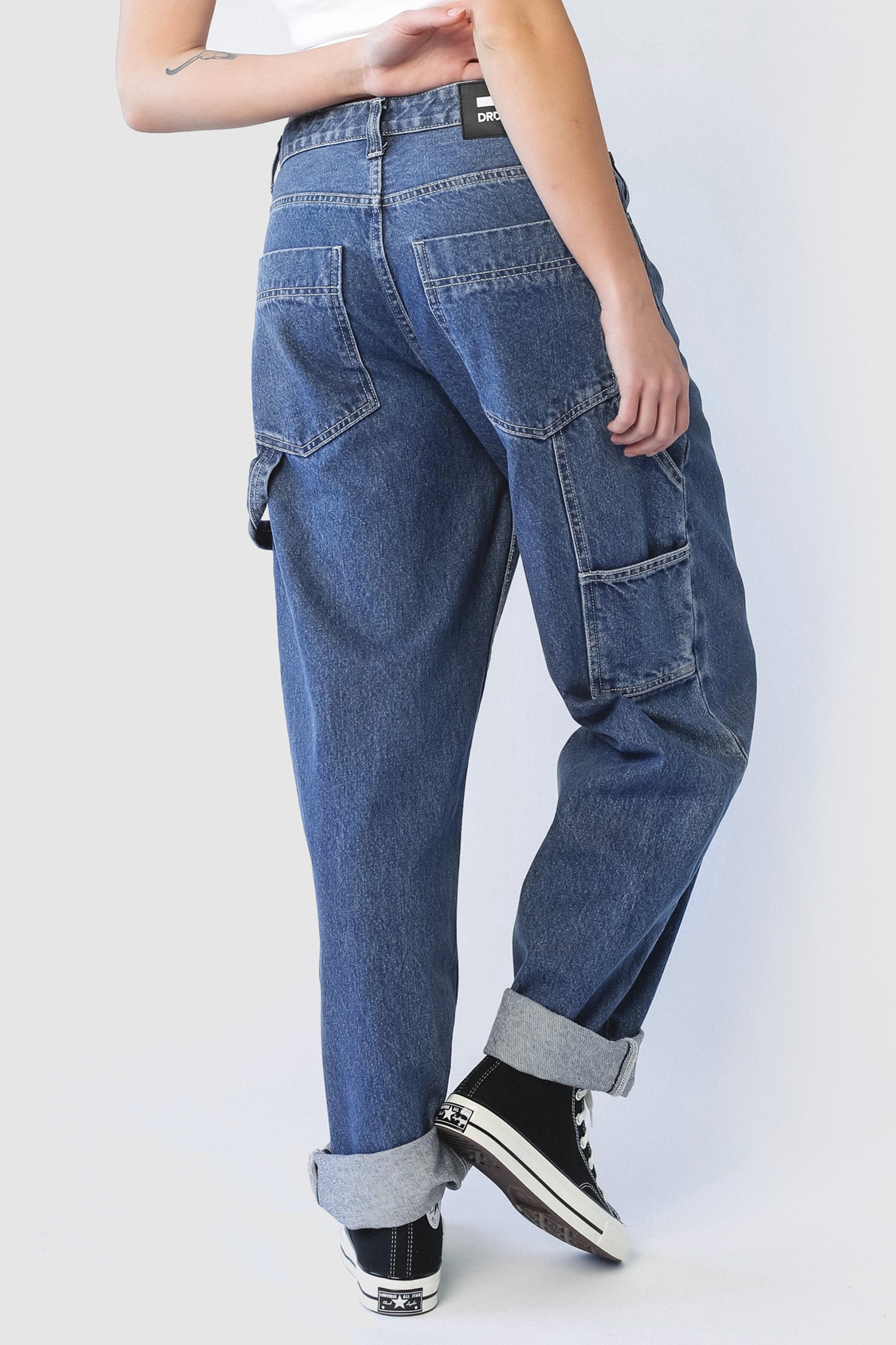 DR DENIM Faye Worker Pebble Mid Stone-Maymioy