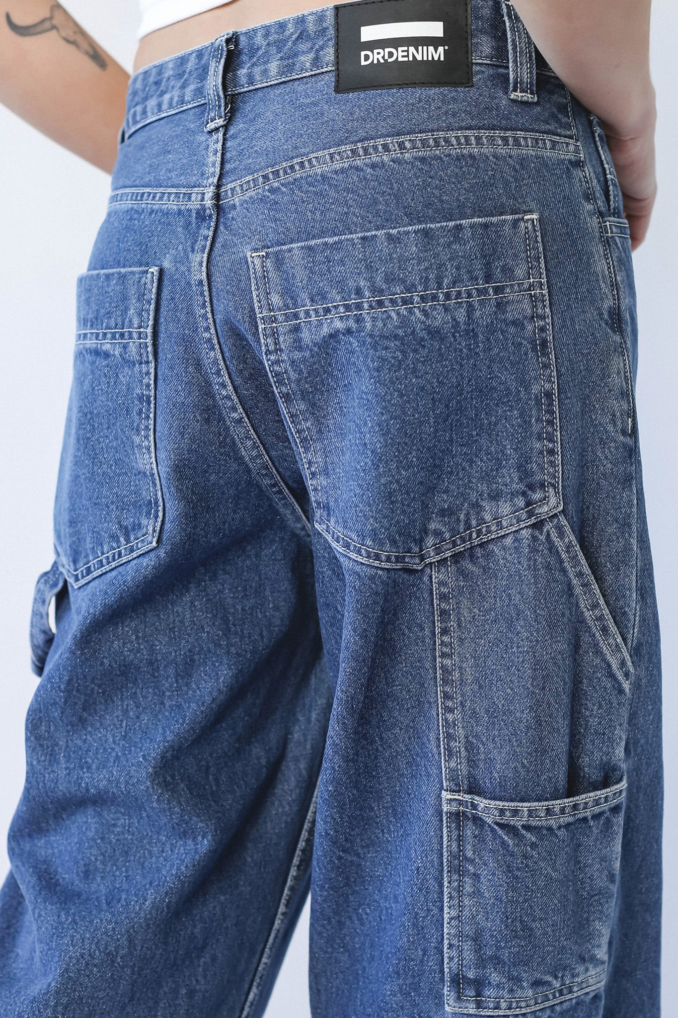 DR DENIM Faye Worker Pebble Mid Stone-Maymioy