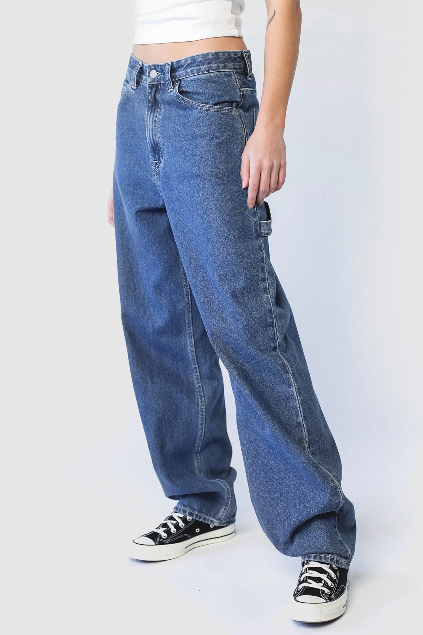 DR DENIM Faye Worker Pebble Mid Stone-Maymioy