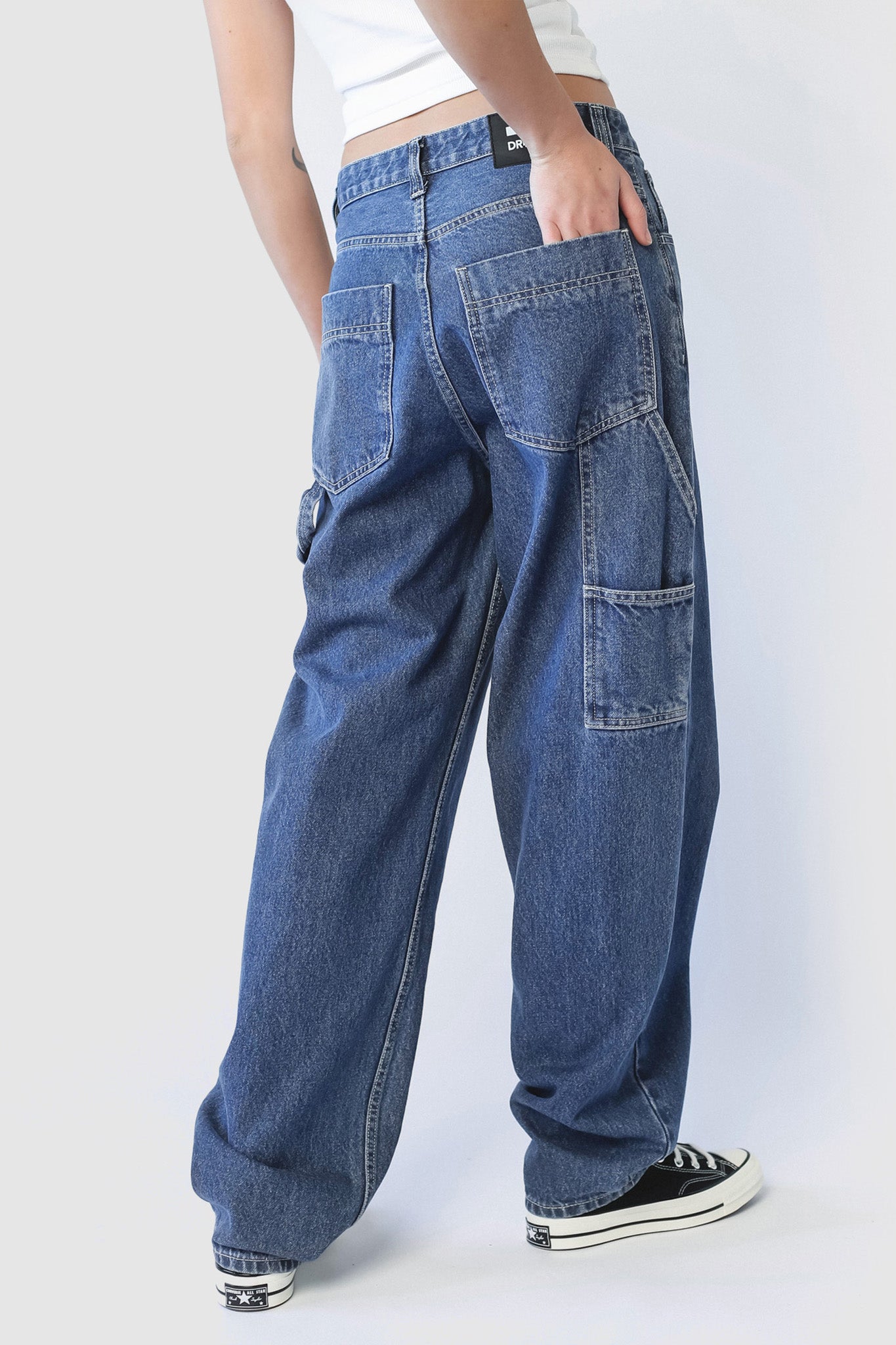 DR DENIM Faye Worker Pebble Mid Stone-Maymioy