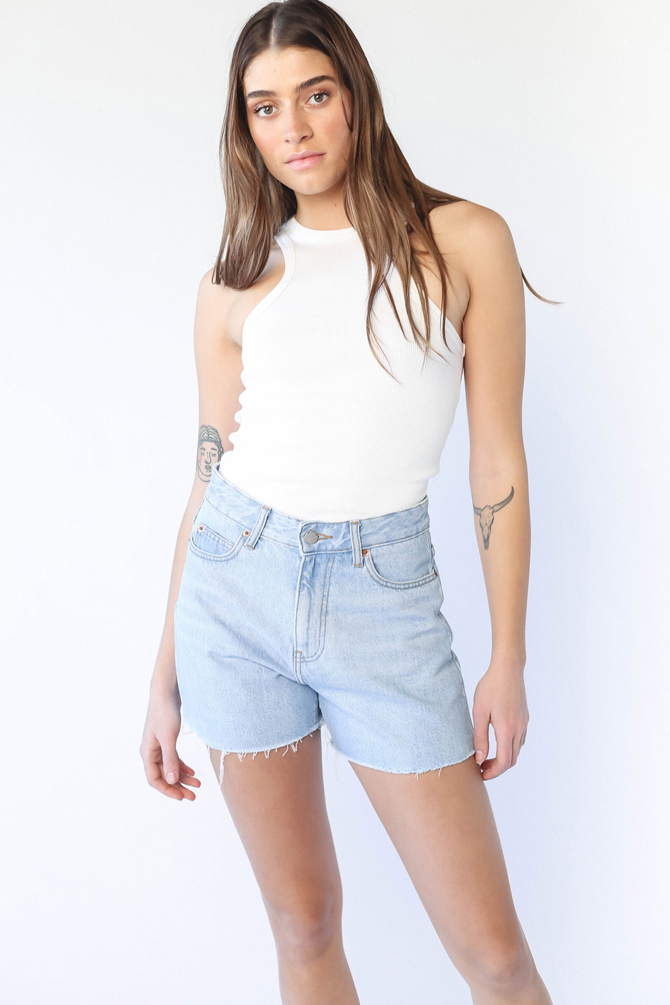 DR DENIM Nora Shorts Empress Light Blue-Maymioy