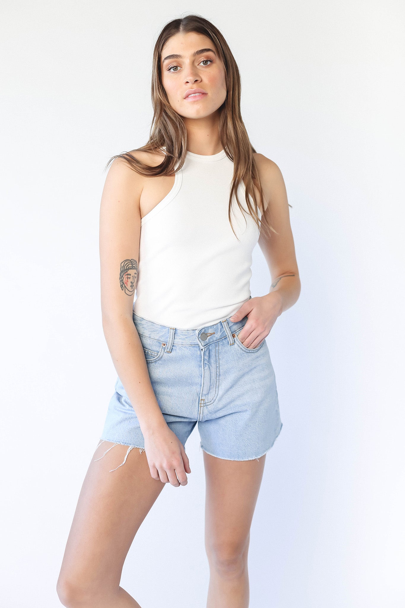 DR DENIM Nora Shorts Empress Light Blue-Maymioy