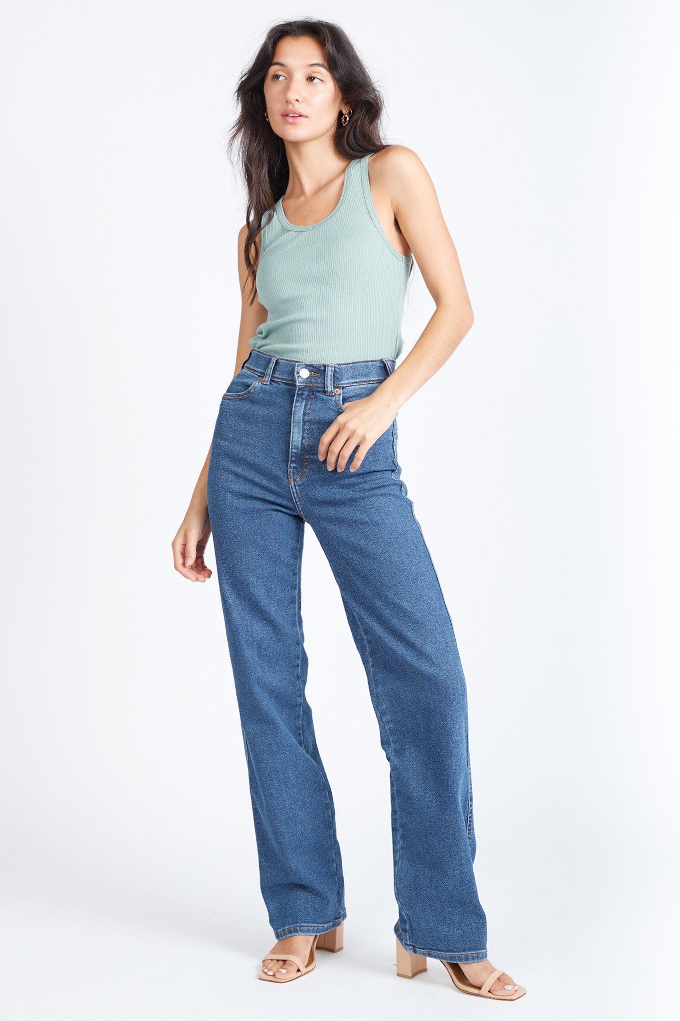 DR DENIM Moxy Straight Jeans Cape Dark Plain-Maymioy