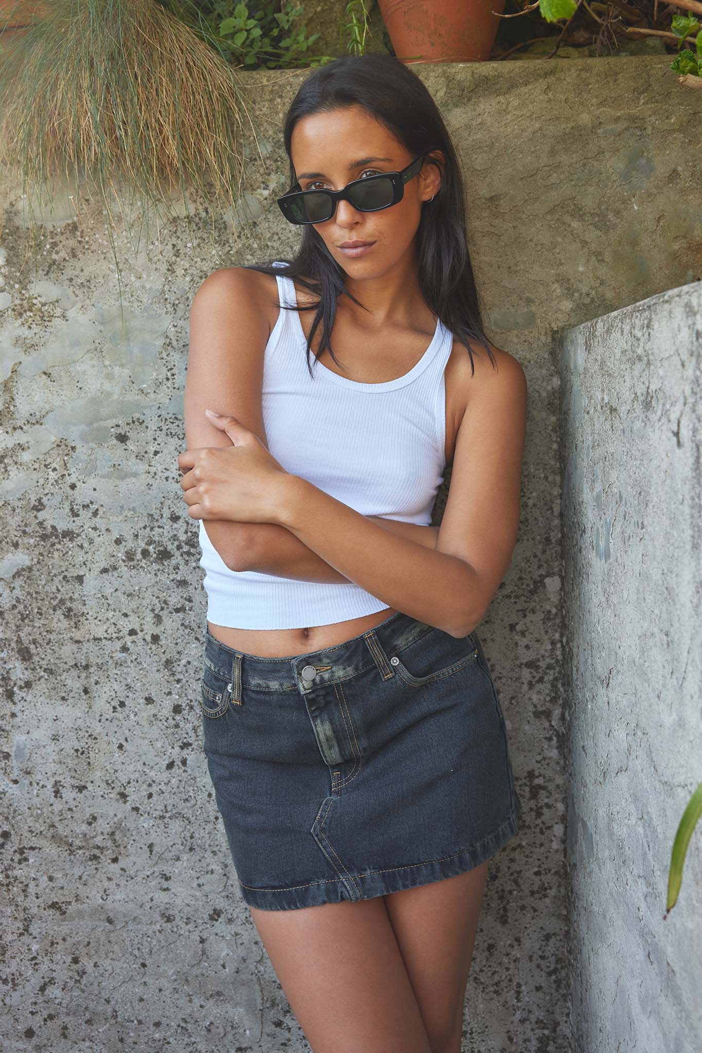 DR DENIM Ziggy Mid Skirt Black-Maymioy