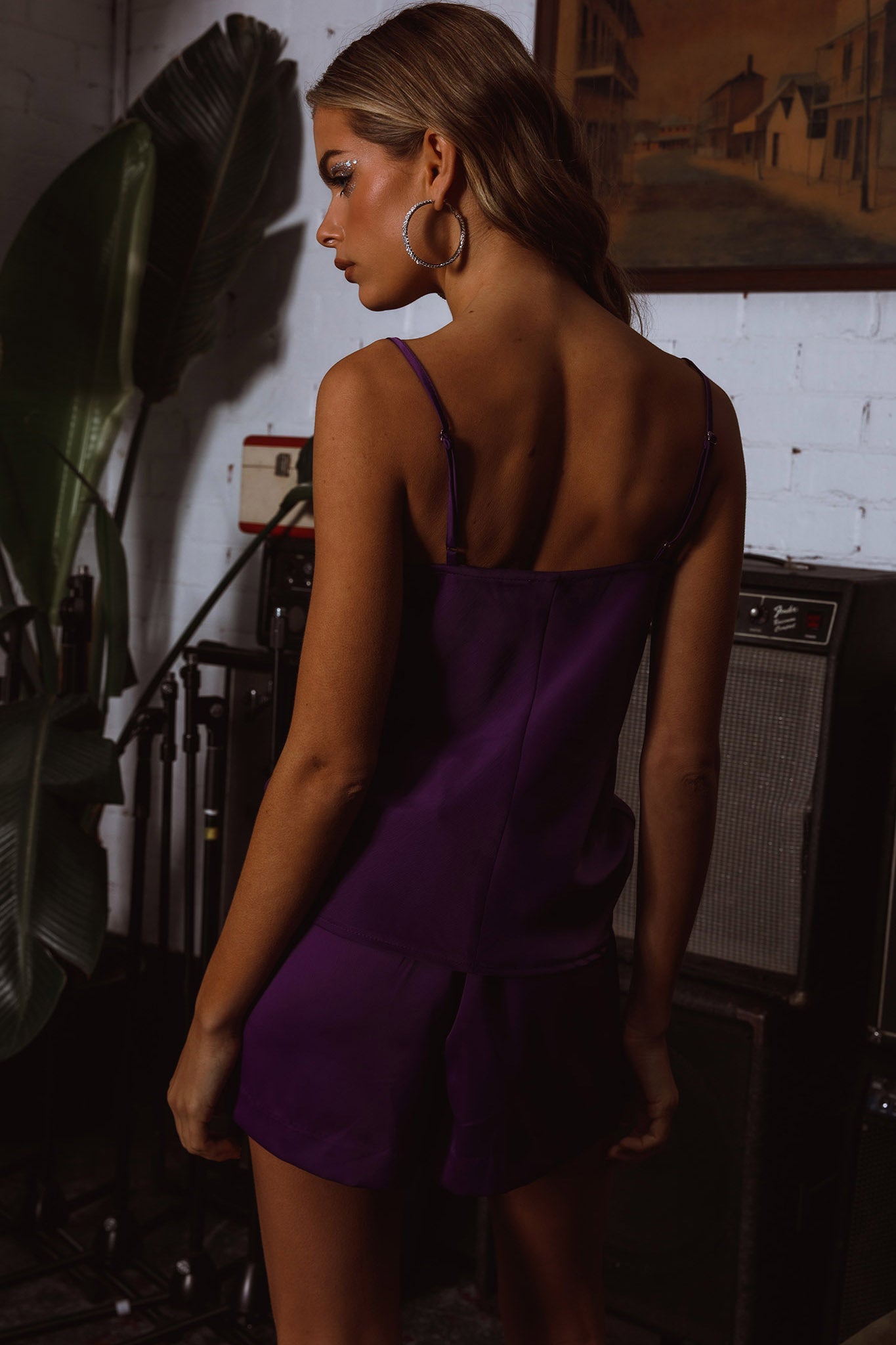 Taylah Cowl Neck Cami Top Purple-Maymioy