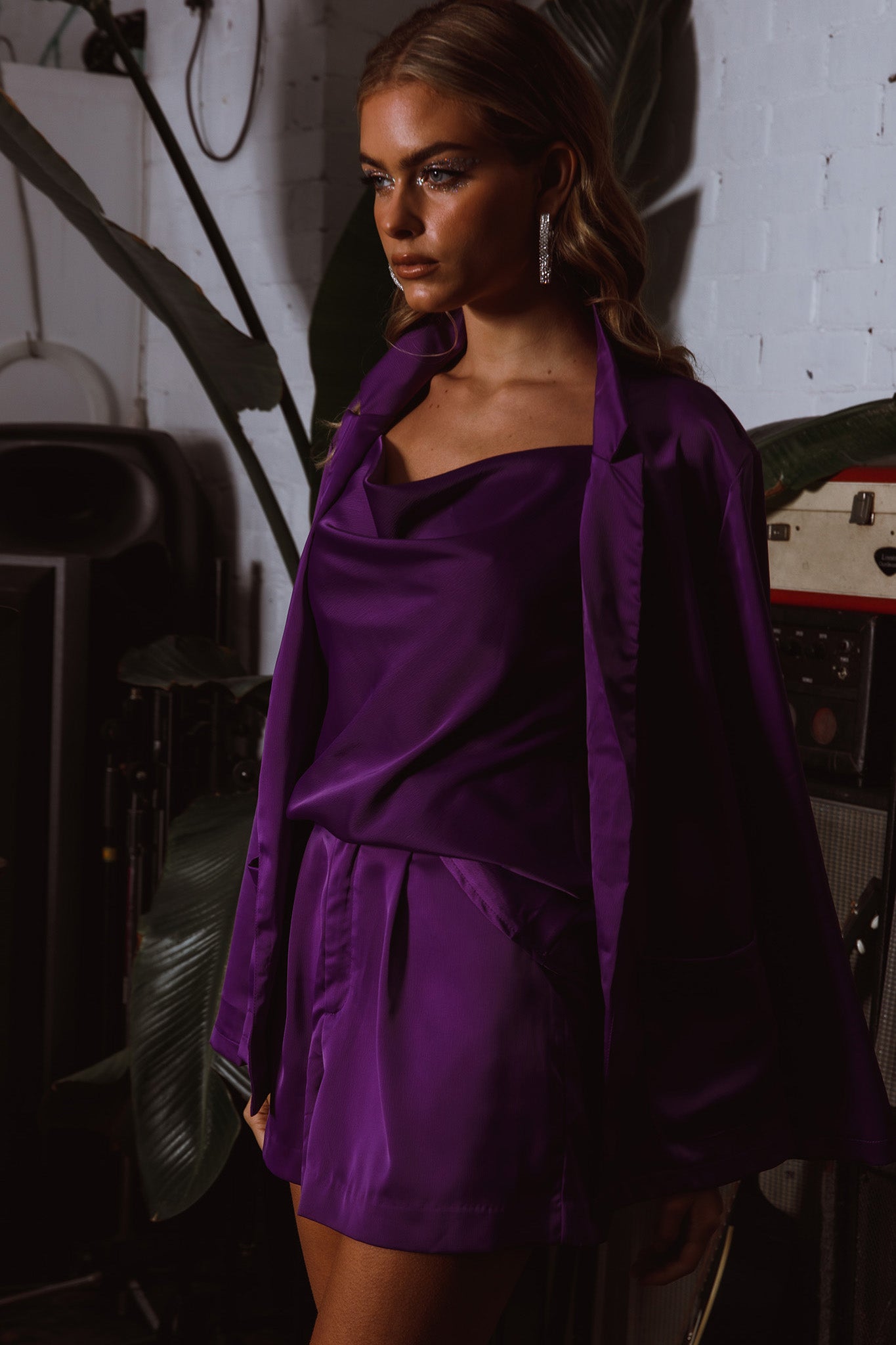 Taylah Cowl Neck Cami Top Purple-Maymioy