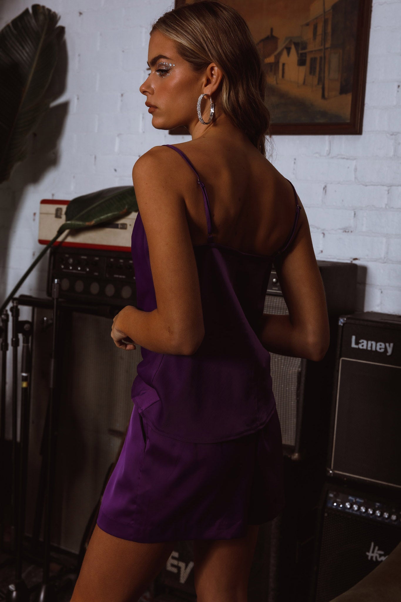 Taylah Cowl Neck Cami Top Purple-Maymioy