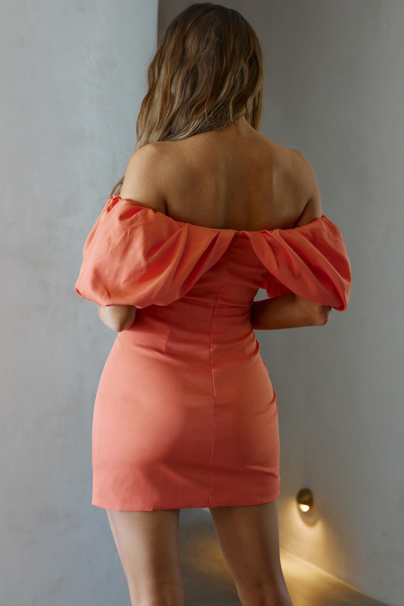 Faraday Off-Shoulder Mini Dress Sunkist-Maymioy