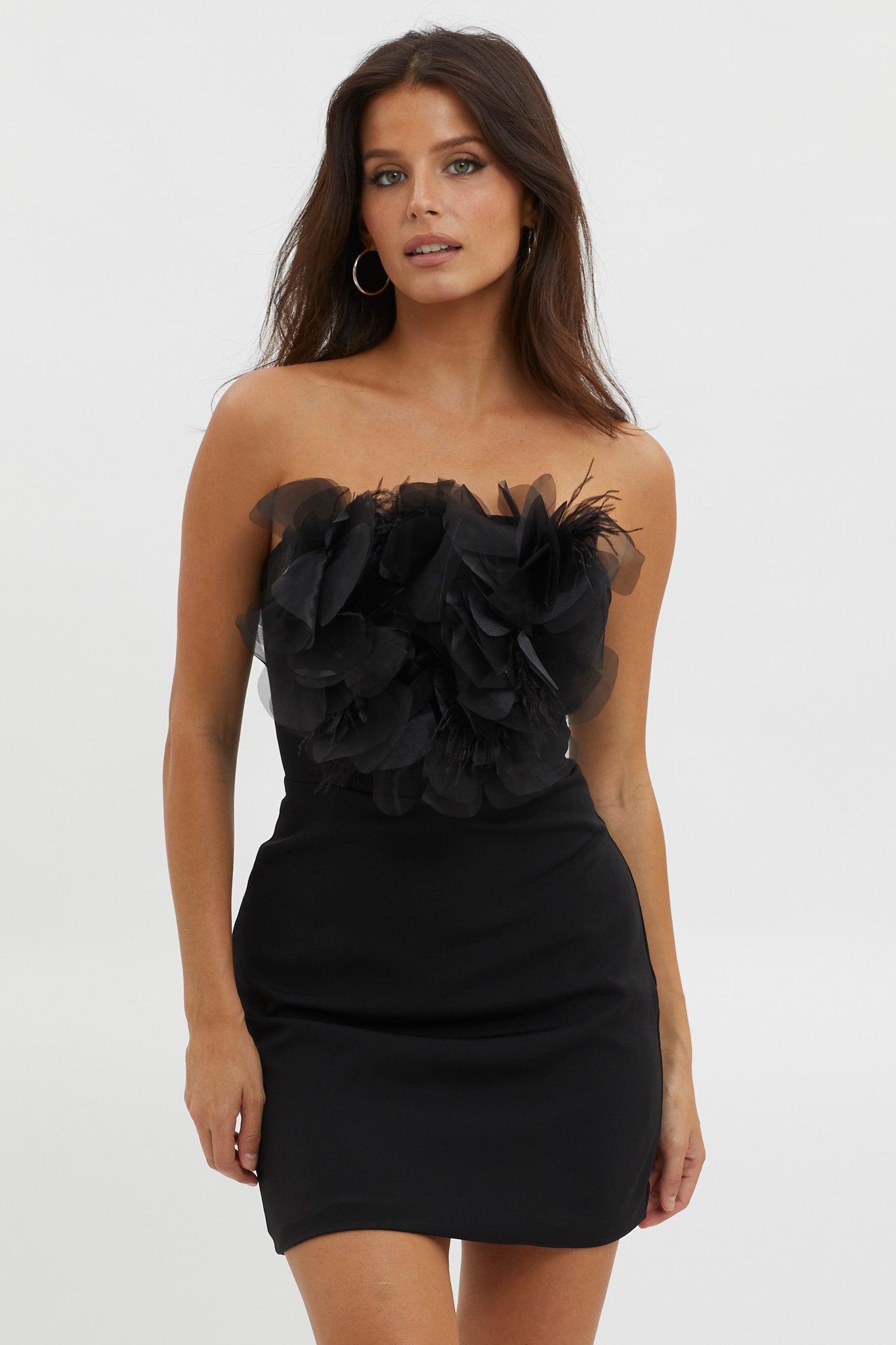 Magic At Night Embellished Bodice Dress Black-Maymioy