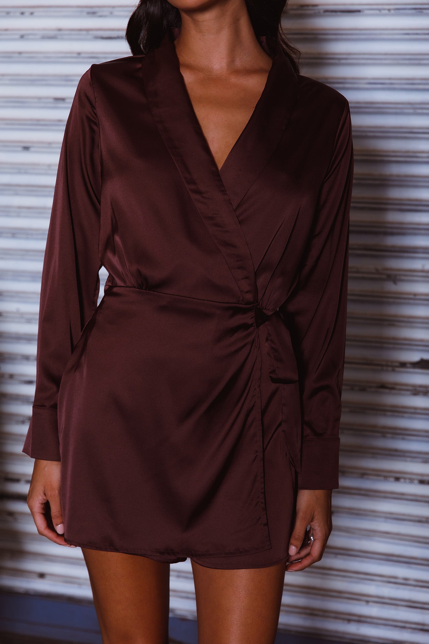 Turning Heads Side Tie Romper Russet-Maymioy