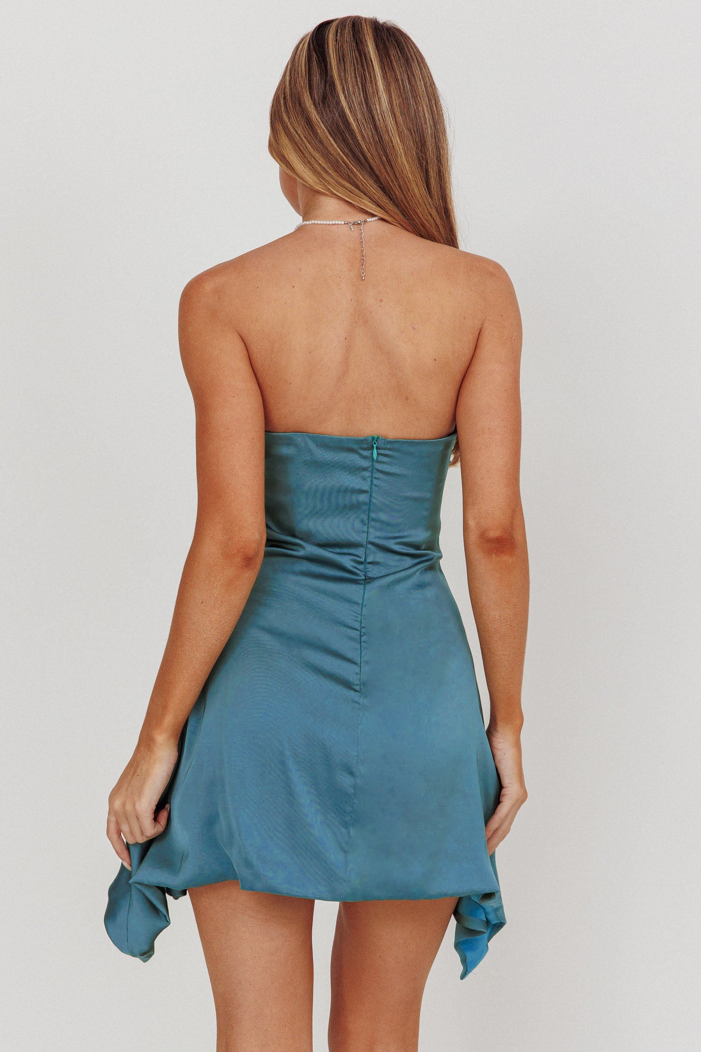 Toni Strapless Mini Dress Blue-Maymioy