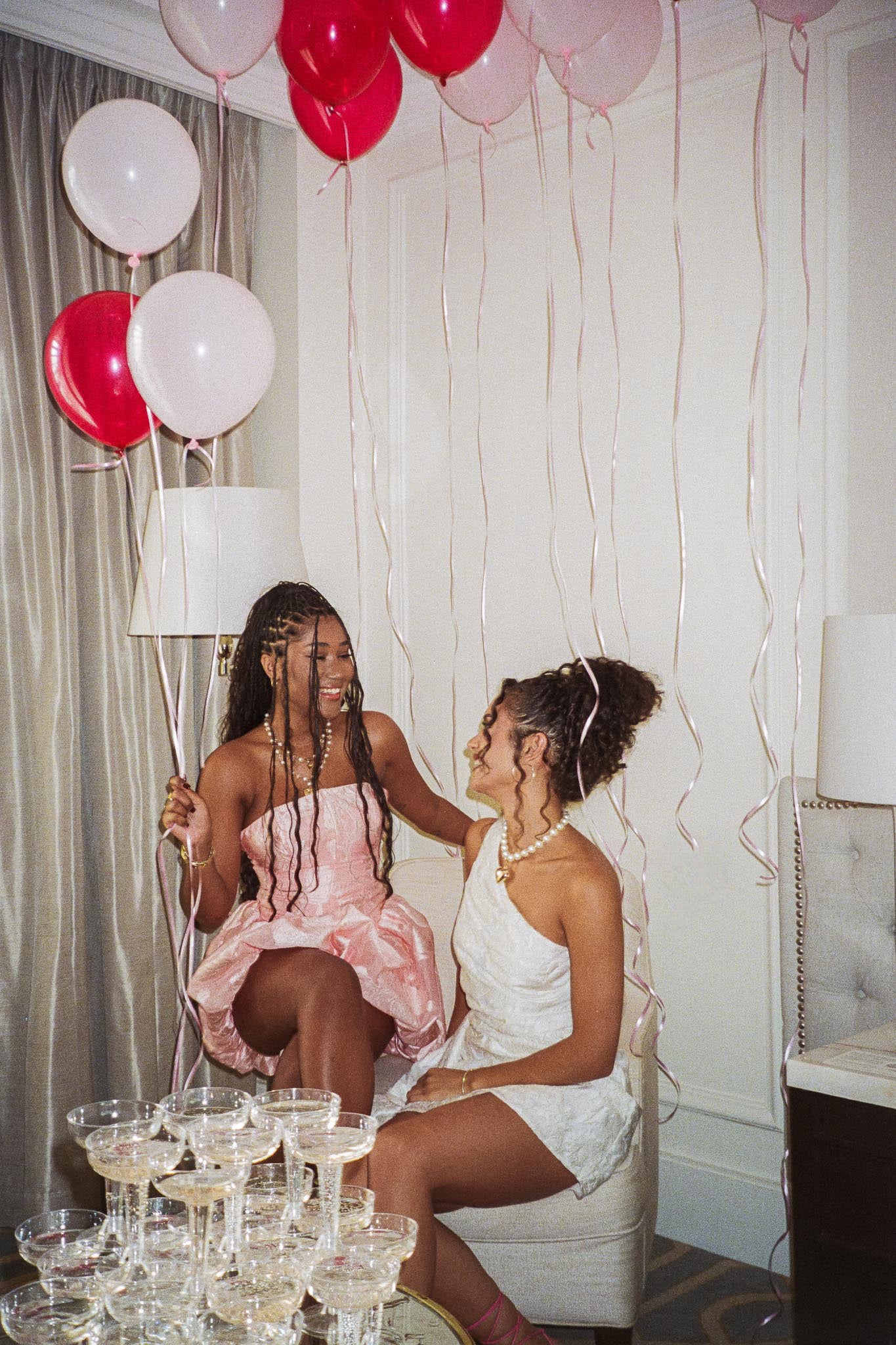 Monti Strapless Bubble Hem Mini Dress Embroidered Blush-Maymioy