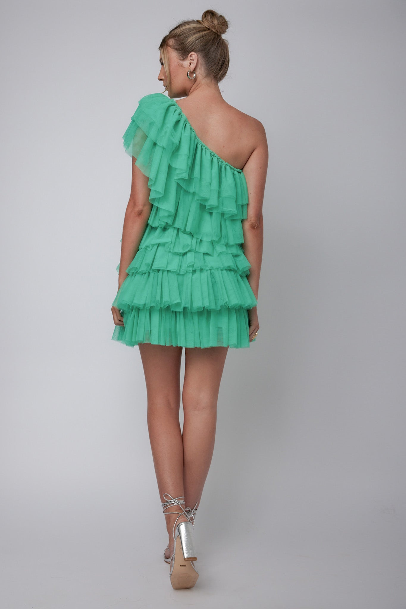 Tomi Layered Frill One-Shoulder Mini Dress Spearmint-Maymioy