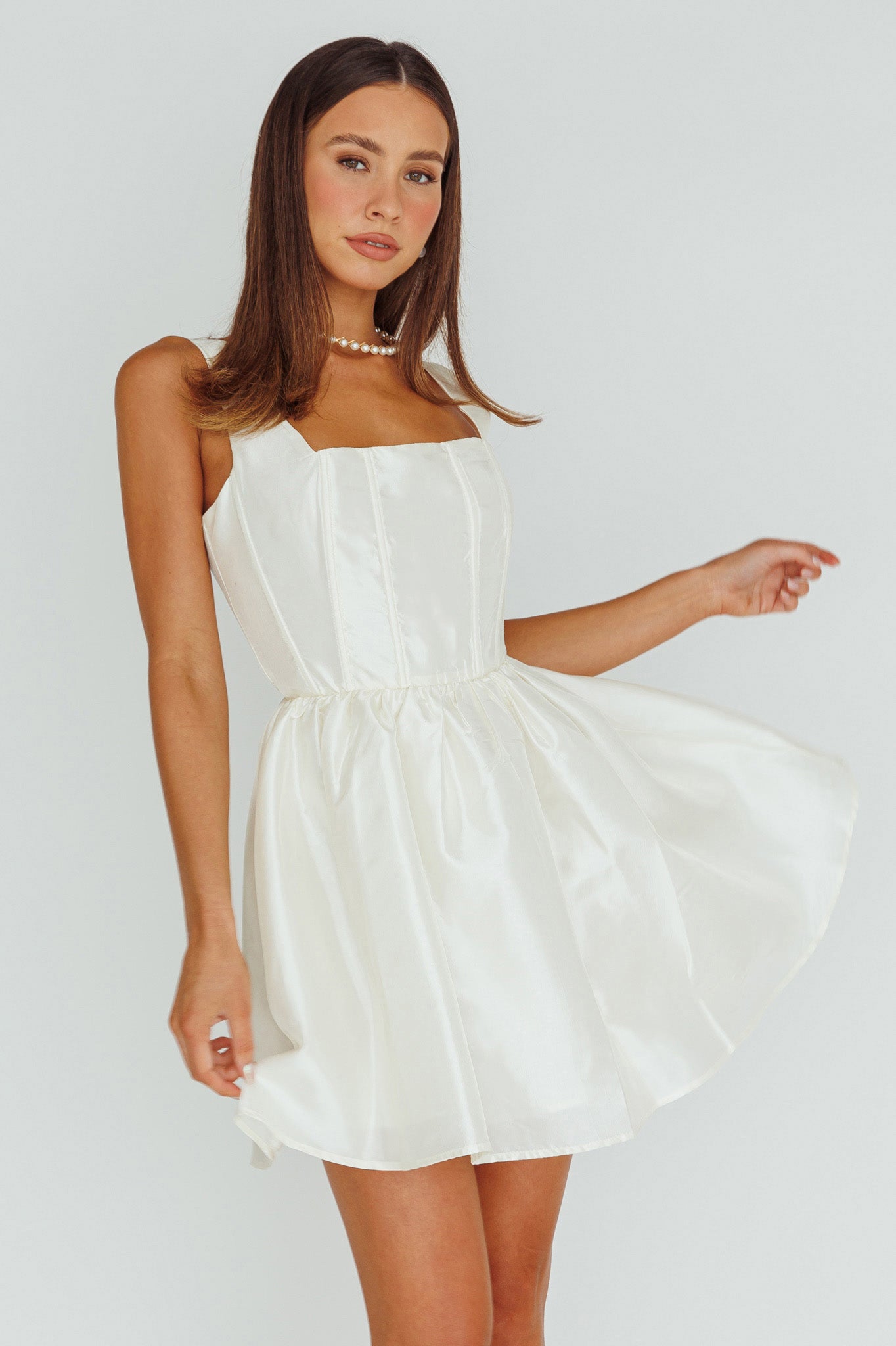 Suri Corset Bust Mini Dress Ivory-Maymioy
