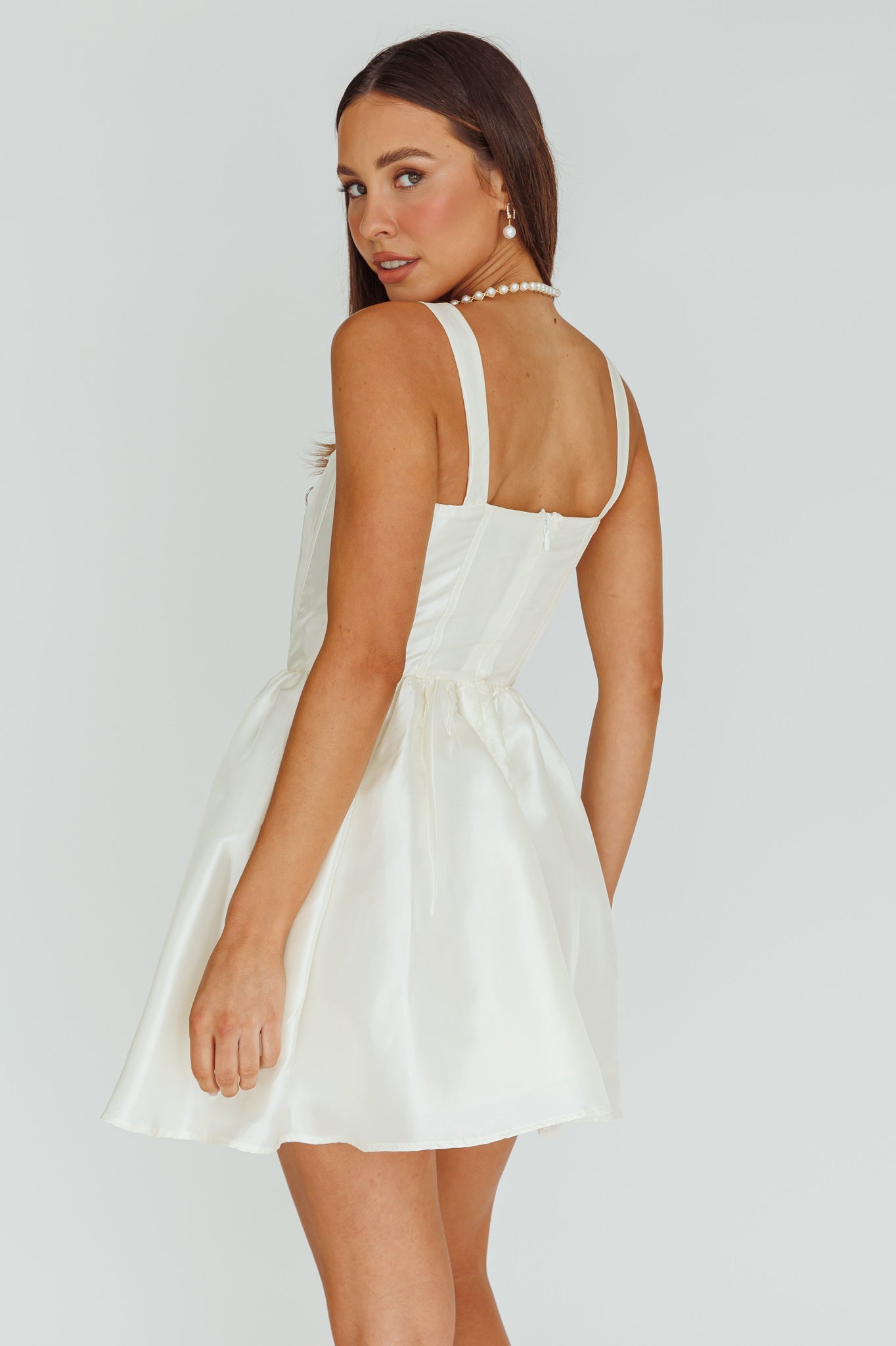 Suri Corset Bust Mini Dress Ivory-Maymioy