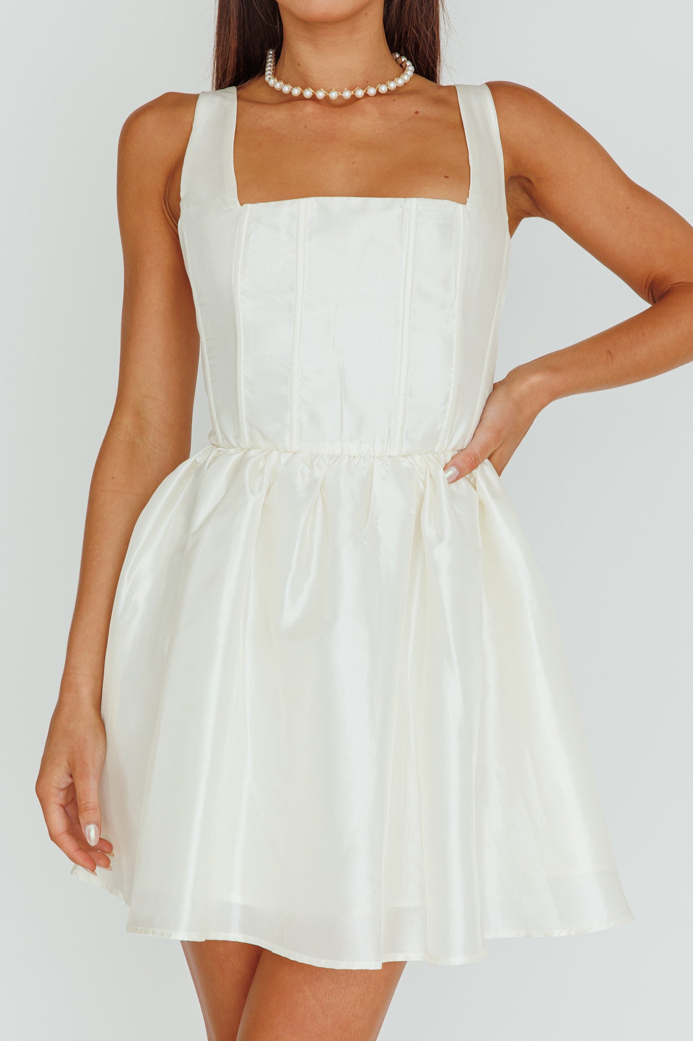 Suri Corset Bust Mini Dress Ivory-Maymioy