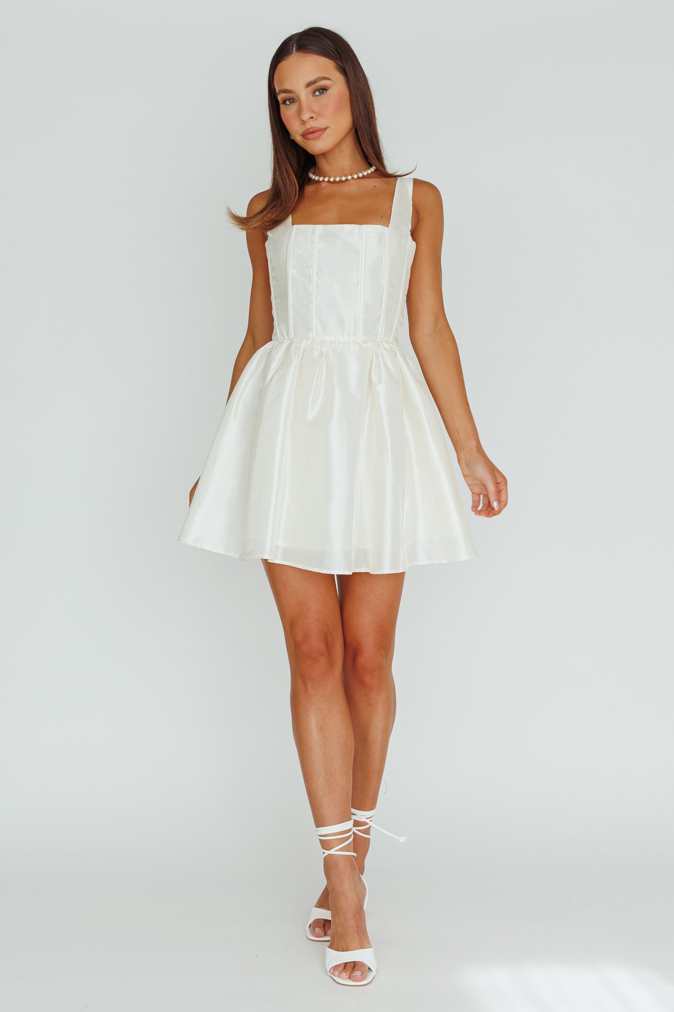 Suri Corset Bust Mini Dress Ivory-Maymioy