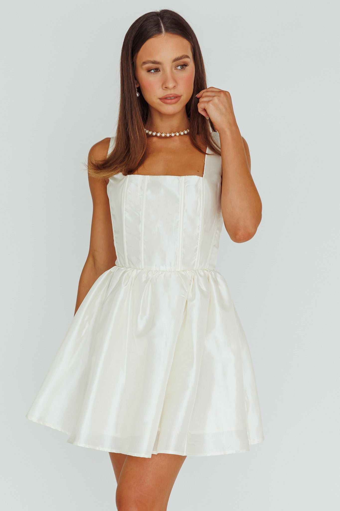 Suri Corset Bust Mini Dress Ivory-Maymioy