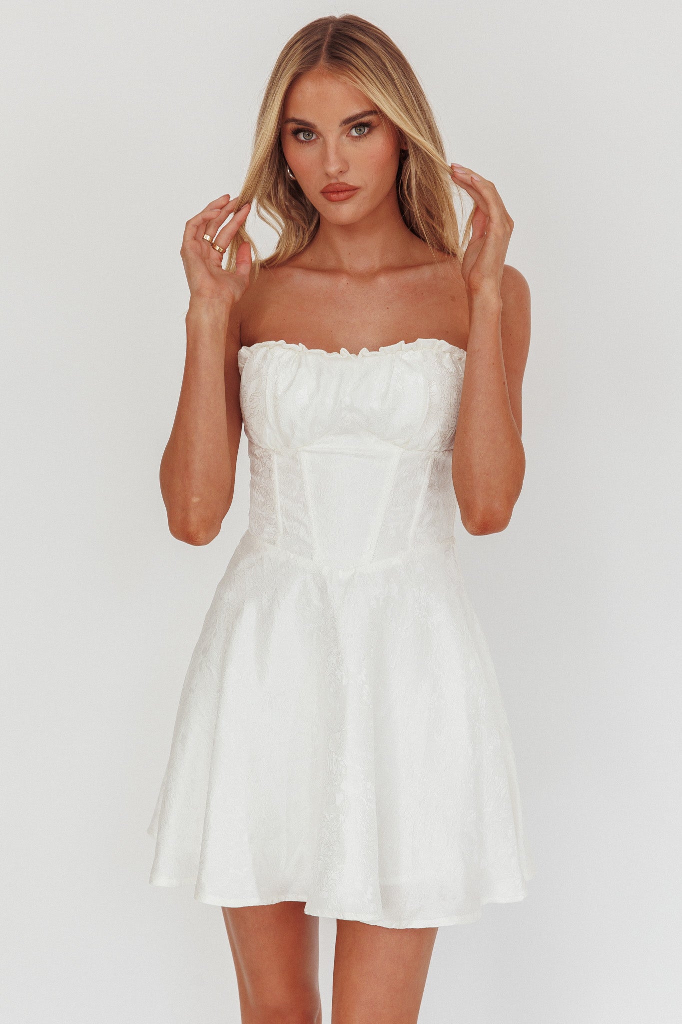 Savanna Corset Bodice Mini Dress Ivory-Maymioy