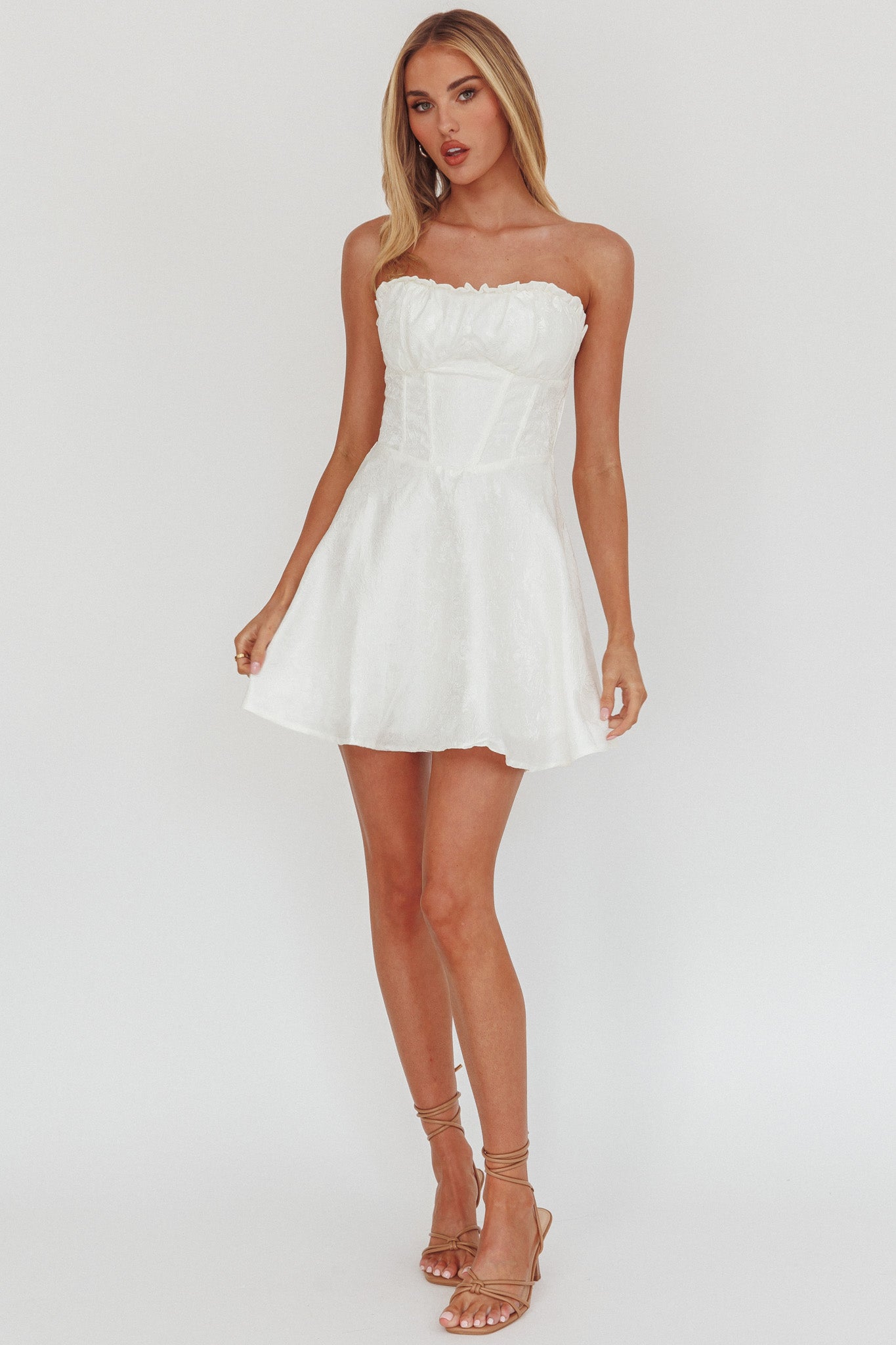 Savanna Corset Bodice Mini Dress Ivory-Maymioy
